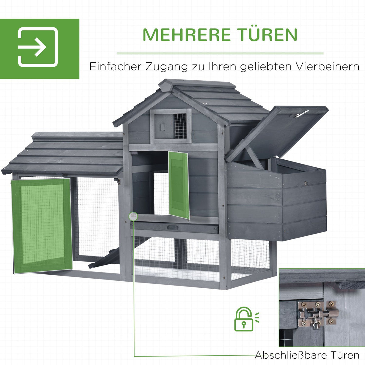 Bantam Chicken Coop Bantam House With Nesting Box Bantam Aviary Poultry House With Ramp Fir Wood Gray 150.5 X 54 X 87 Cm