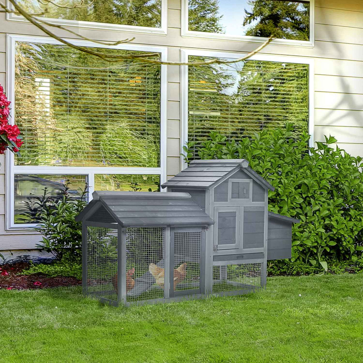 Bantam Chicken Coop Bantam House With Nesting Box Bantam Aviary Poultry House With Ramp Fir Wood Gray 150.5 X 54 X 87 Cm