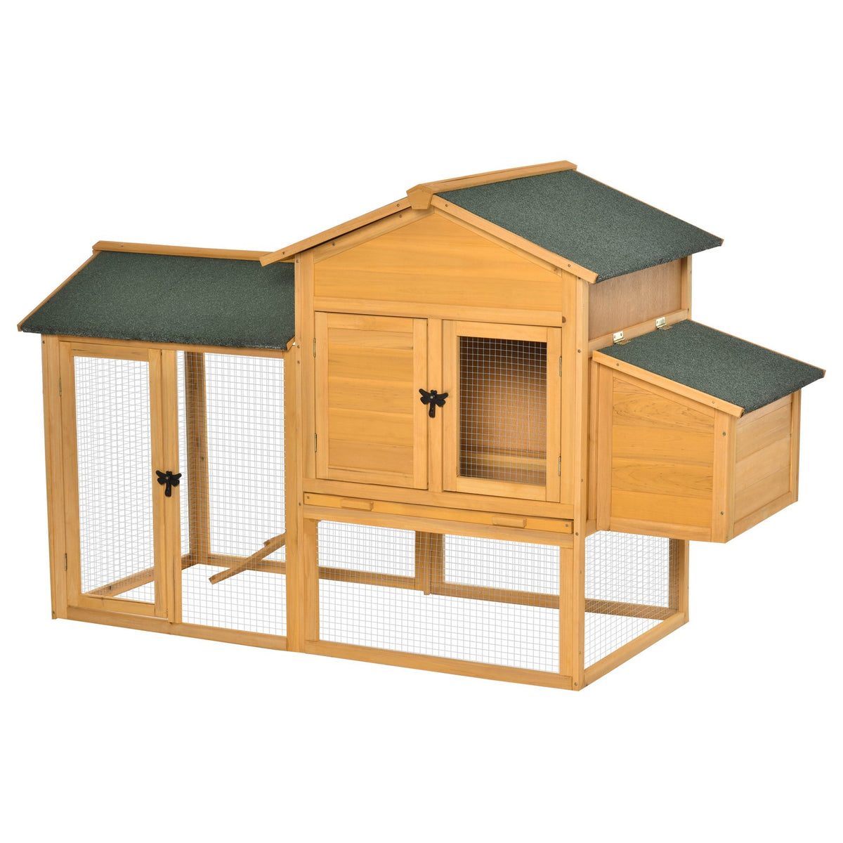 Bantam Chicken Coop Bantam House With Run Poultry House With Bar Window Nesting Box Fir Wood Yellow + Green 168X75X103 Cm