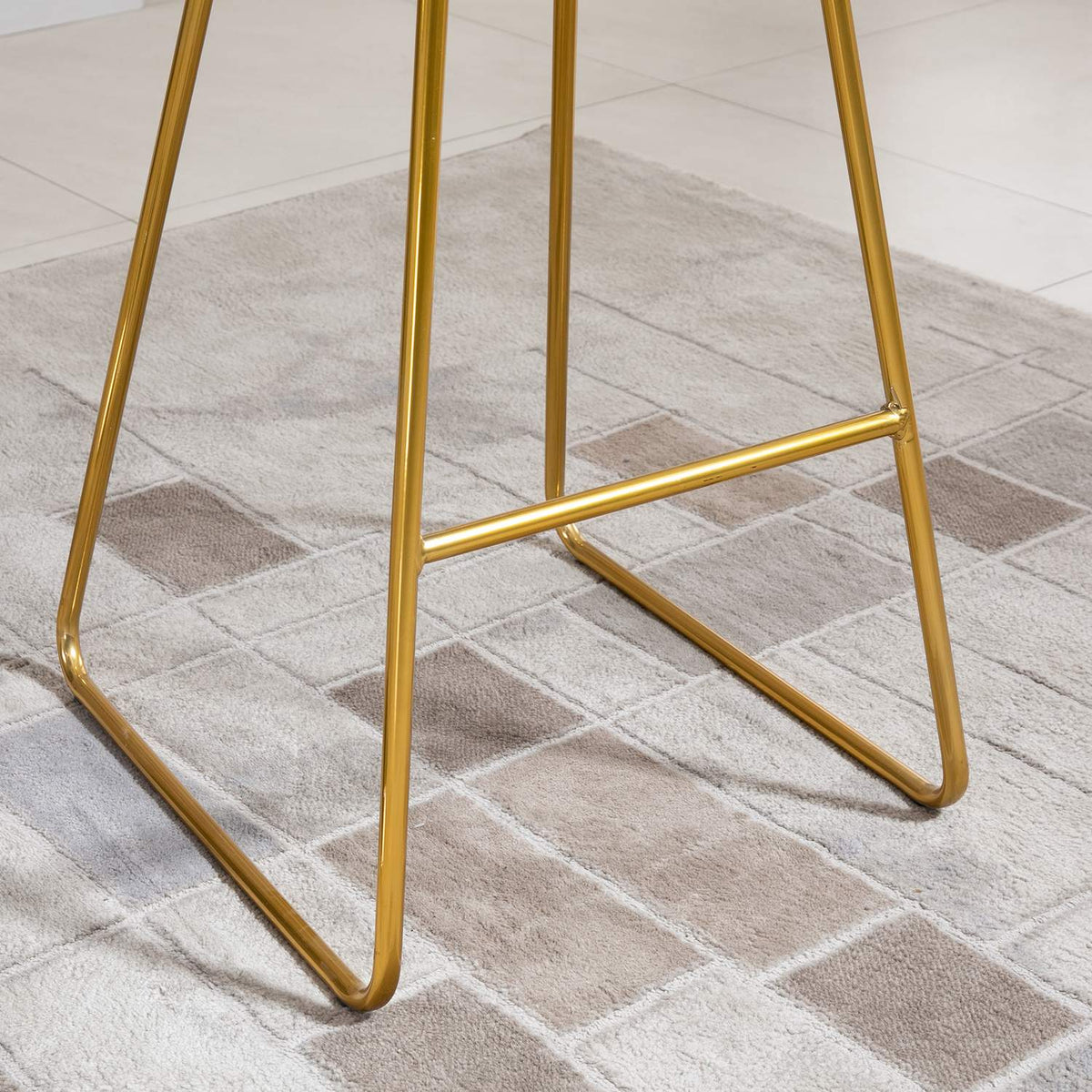 Bar Stool Set Kitchen Stool With Backrest, Velvet Touch Polyester, Gold+Black, 52.5X47X97Cm