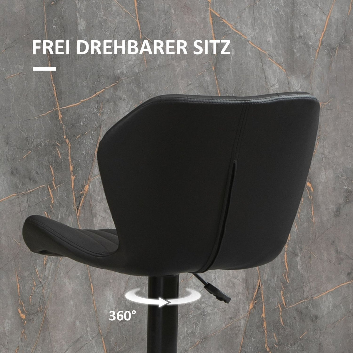Bar Stools Height Adjustable Set Of 2 Swivel Chairs Bar Chairs 360° Rotatable With Backrest Faux Leather 48.5X55.5X90-110 M