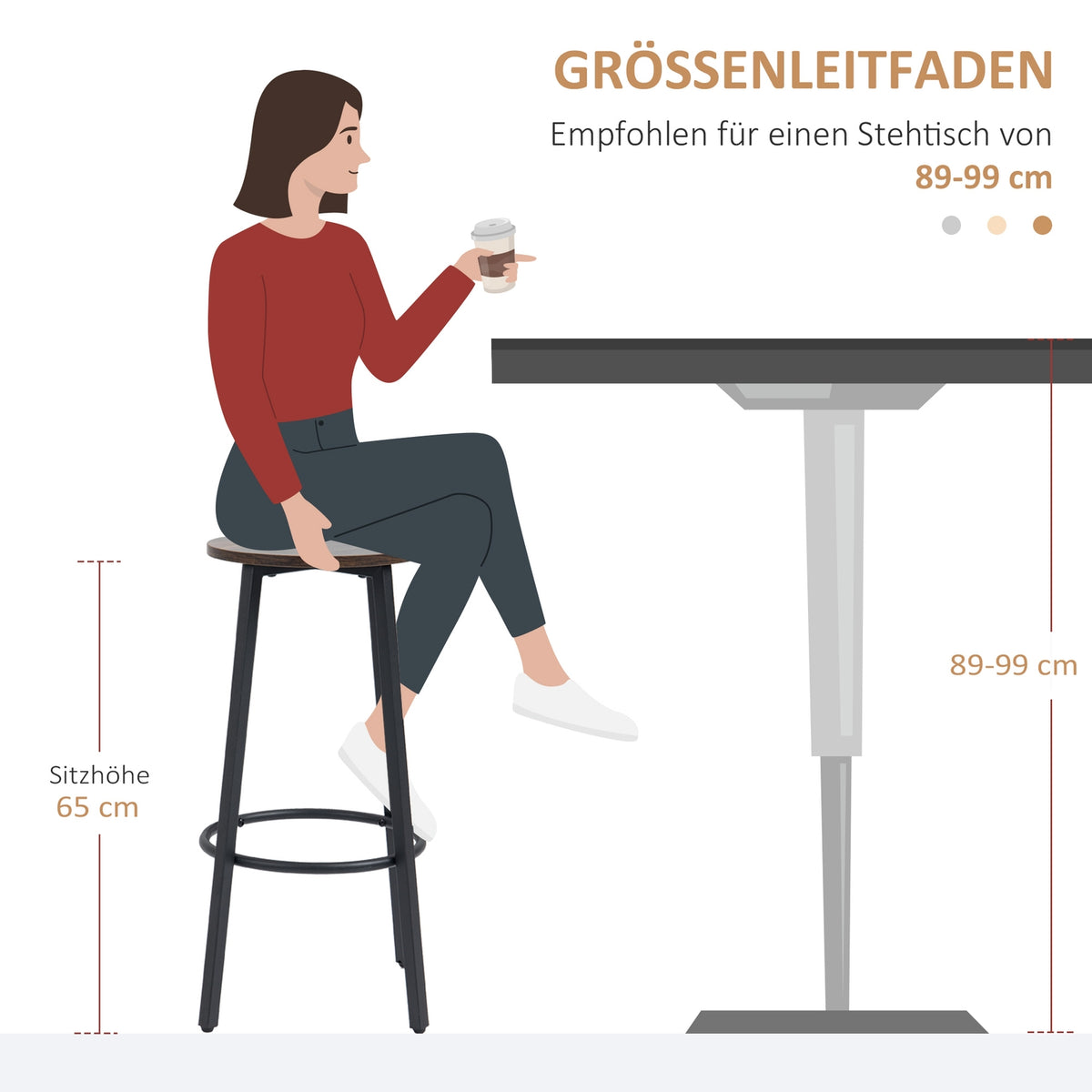 Bar Stools, Set Of 2 Bar Chairs With Footrest, Counter Stool With Steel Frame, Industrial Design Counter Chair, Kitchen Chair, Rustic Brown