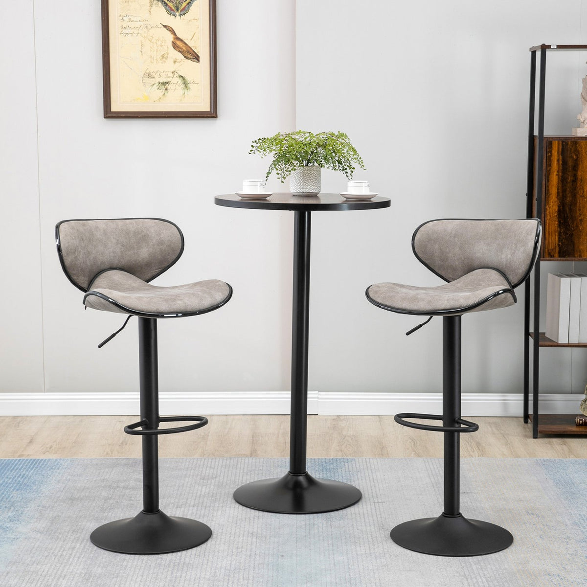 Bar Stools Set Of 2 Bar Chairs With Footrest, Height Adjustable, 360° Rotatable, Faux Leather, Modern Design, 45X50X102Cm