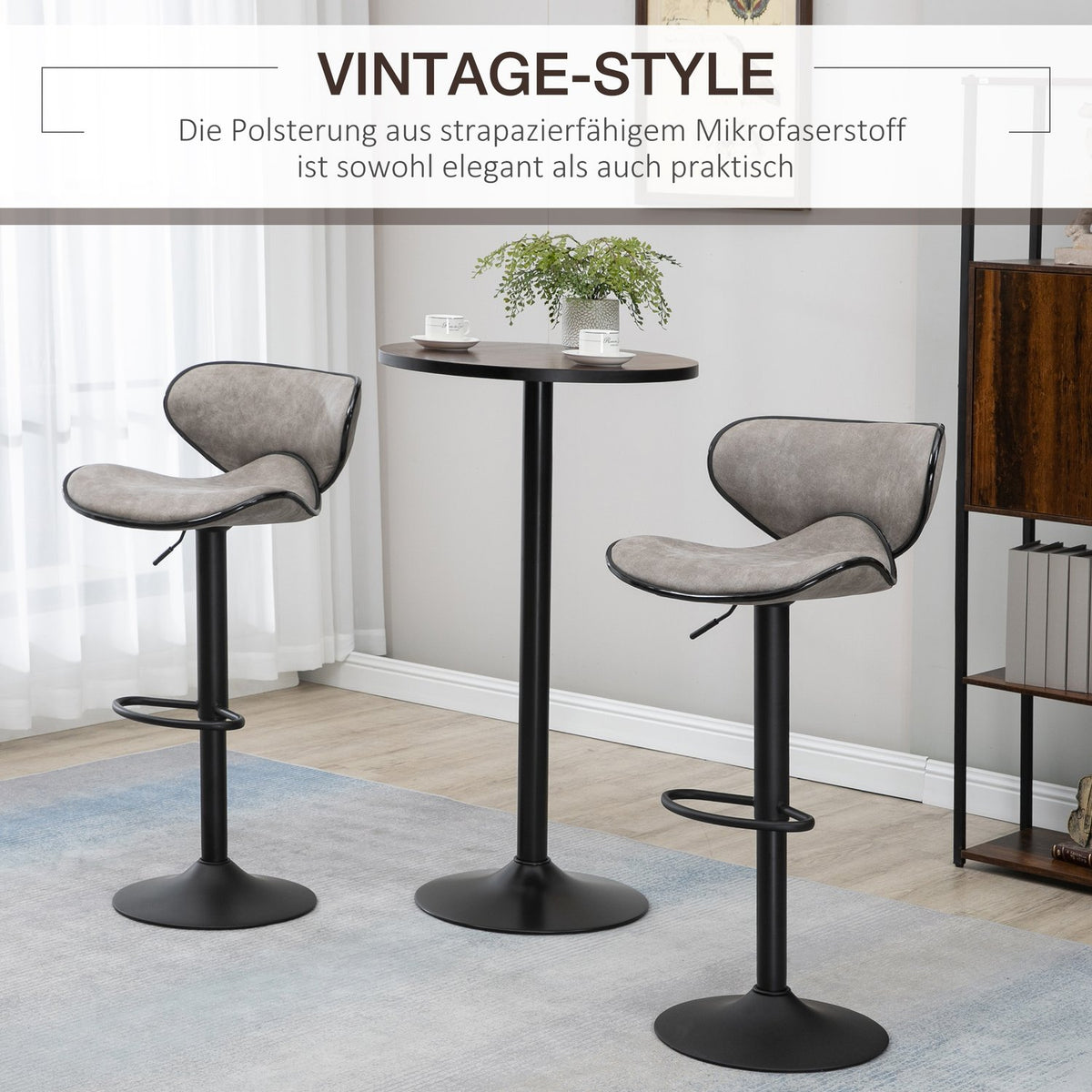 Bar Stools Set Of 2 Bar Chairs With Footrest, Height Adjustable, 360° Rotatable, Faux Leather, Modern Design, 45X50X102Cm