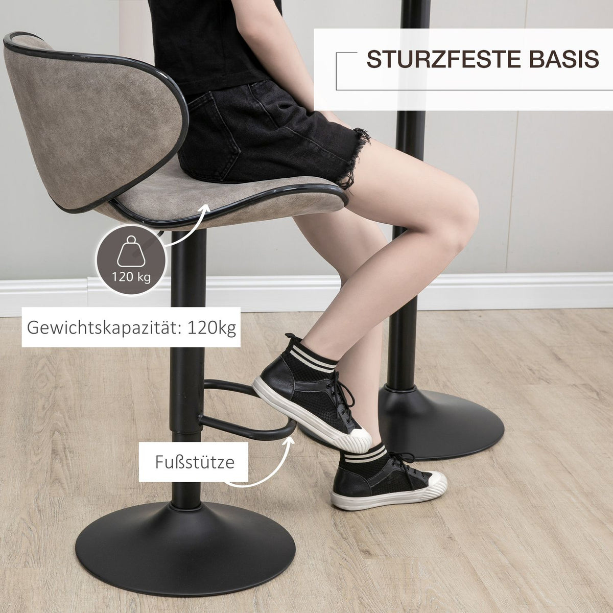 Bar Stools Set Of 2 Bar Chairs With Footrest, Height Adjustable, 360° Rotatable, Faux Leather, Modern Design, 45X50X102Cm