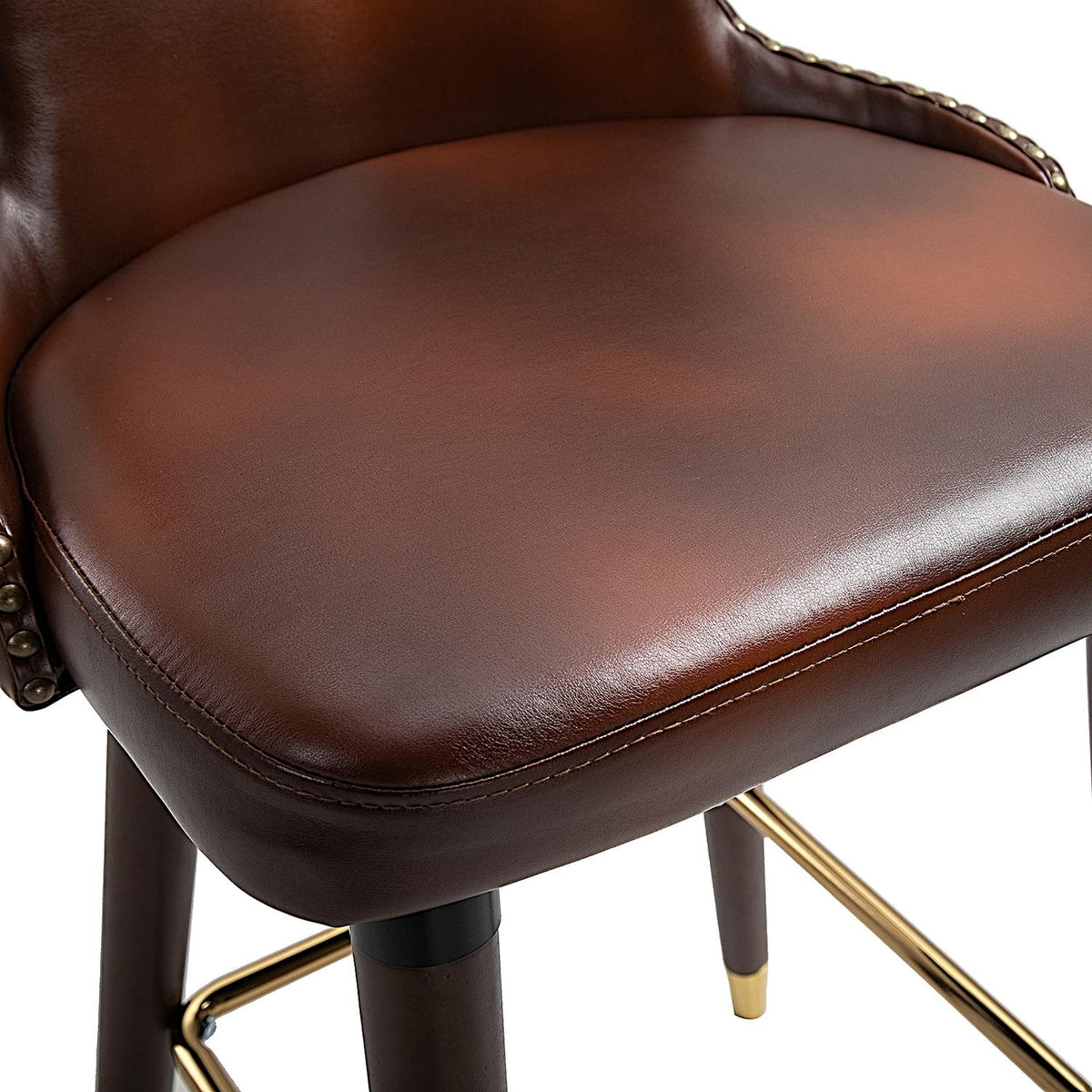 Bar Stools Set Of 2 Elegant Bar Chairs With Footrest And Backrest, Bistro Stool, Dining Chair, Pu, Brown, 52X53X101Cm
