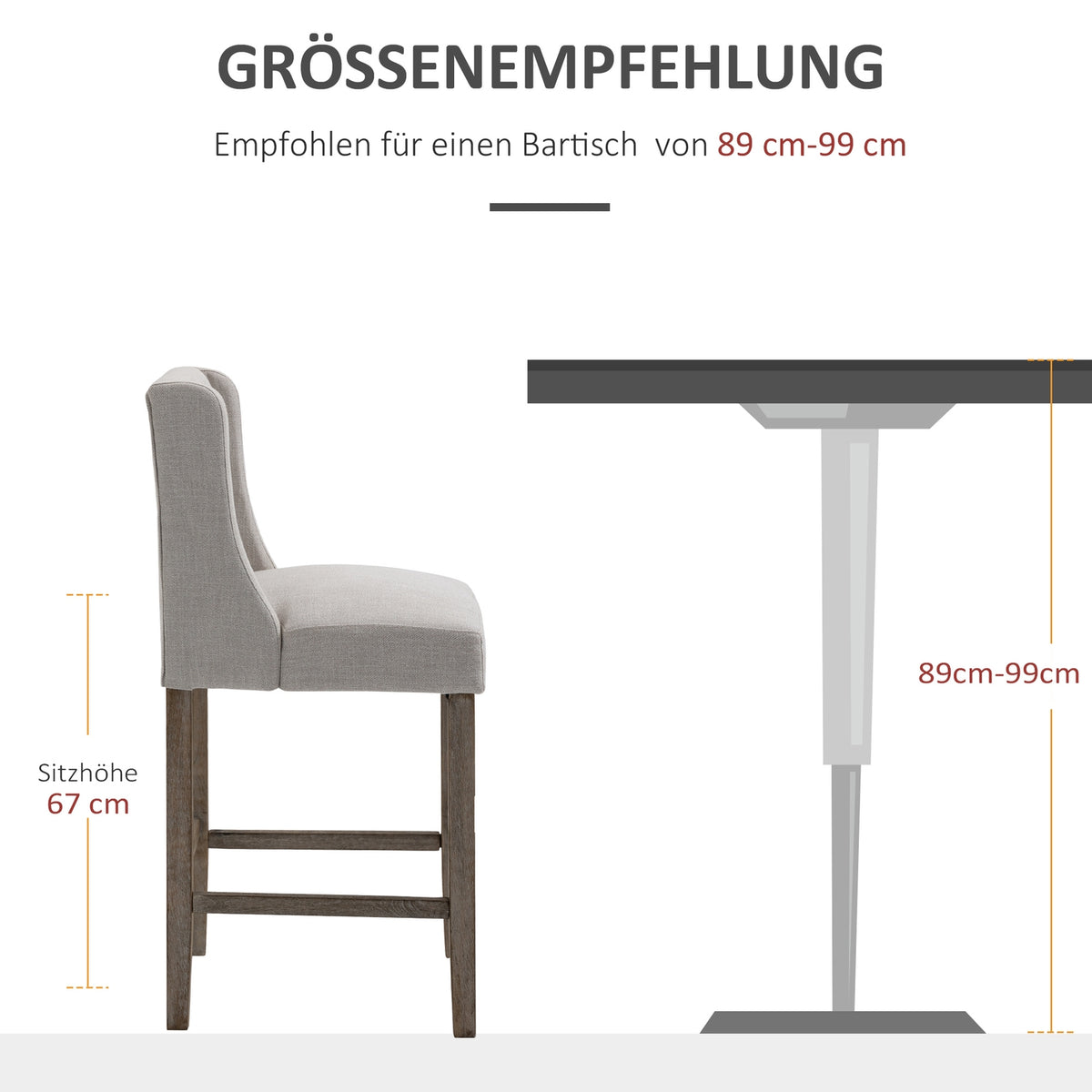 Bar Stools Set Of 2 Modern Kitchen Chairs Low Back Linen Touch Rubber Wood Beige 47X50X101Cm