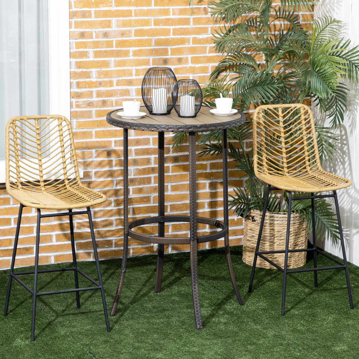 Bar Stools Set Of 2, Rat Look Bar Chairs, Counter Stools With Backrest, Boho Design Kitchen Stools, Counter Chairs, Kitchen, Steel, Yellow