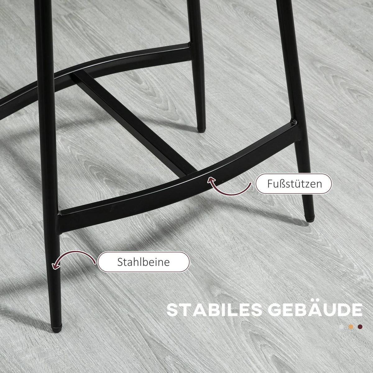 Bar Stools Set of 2, Padded Seats, Steel Frame