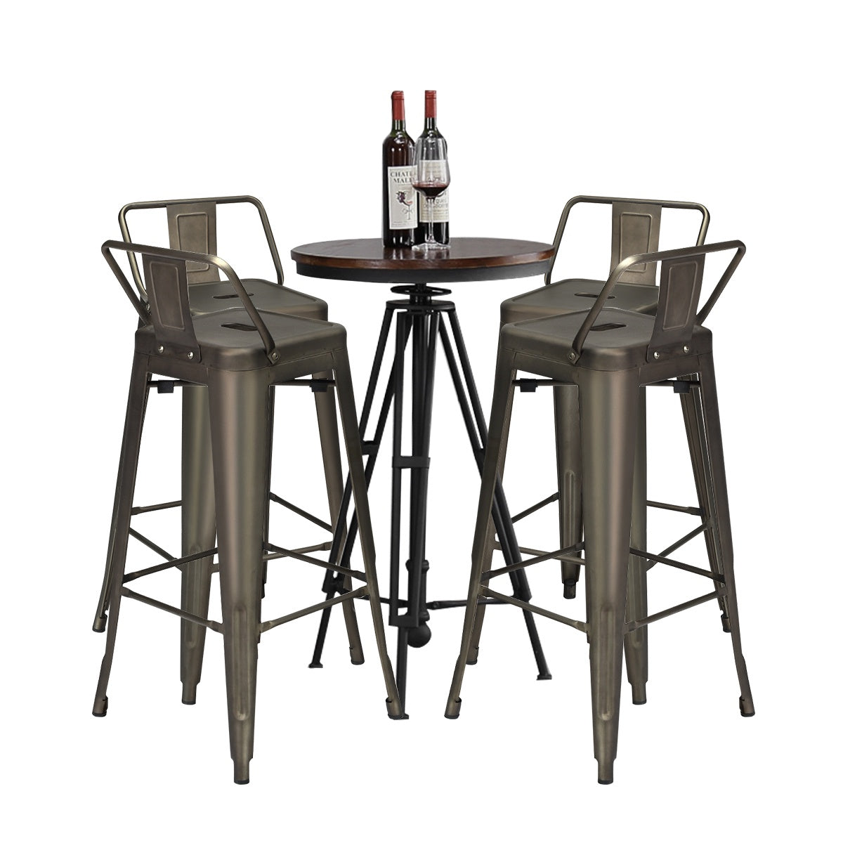 Bar Stools, Set of 4 Stackable Steel, 76 cm Seat
