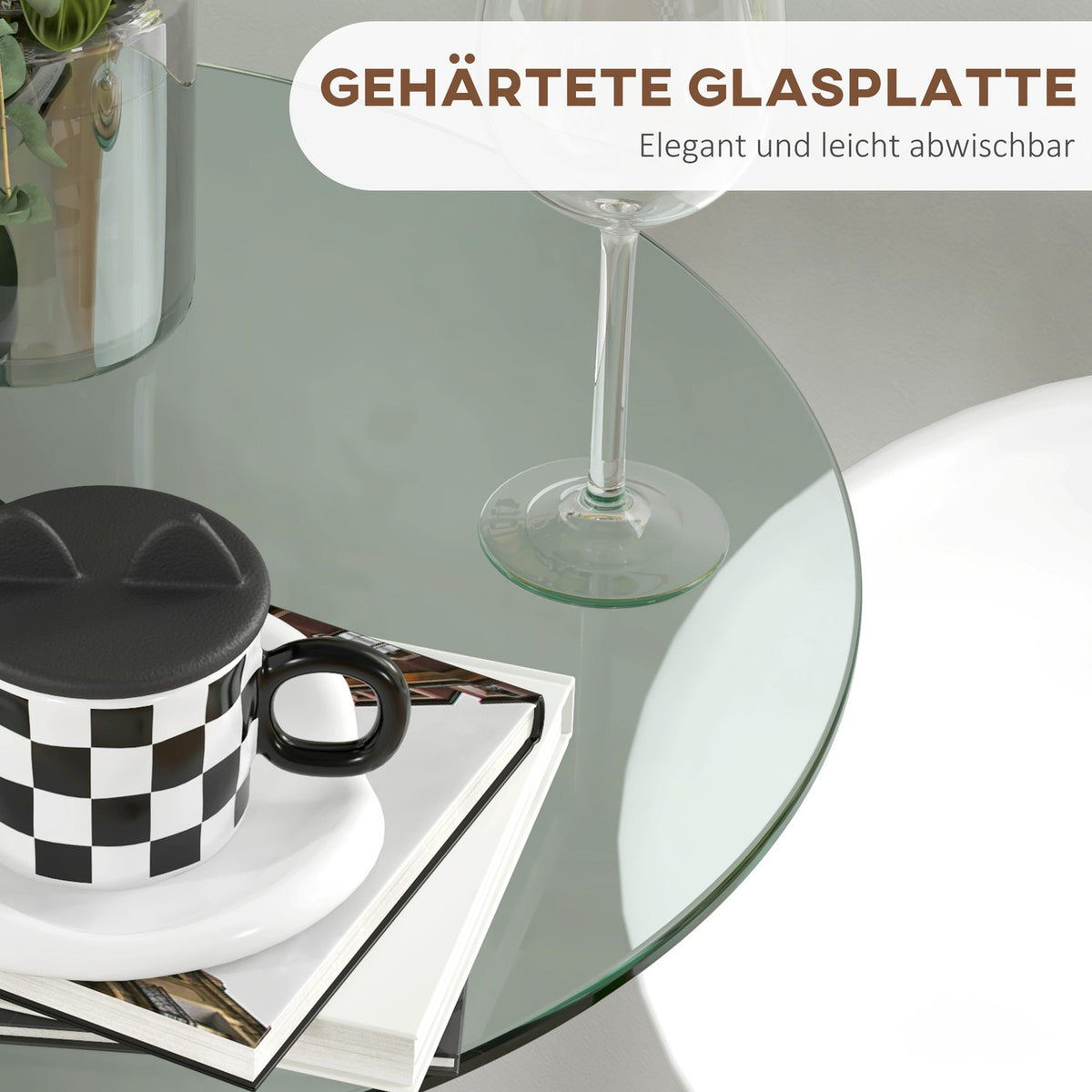 Bar Table Bar Table 2 People Bistro Table Tempered Glass Table Top Ø60X102Cm Transparent