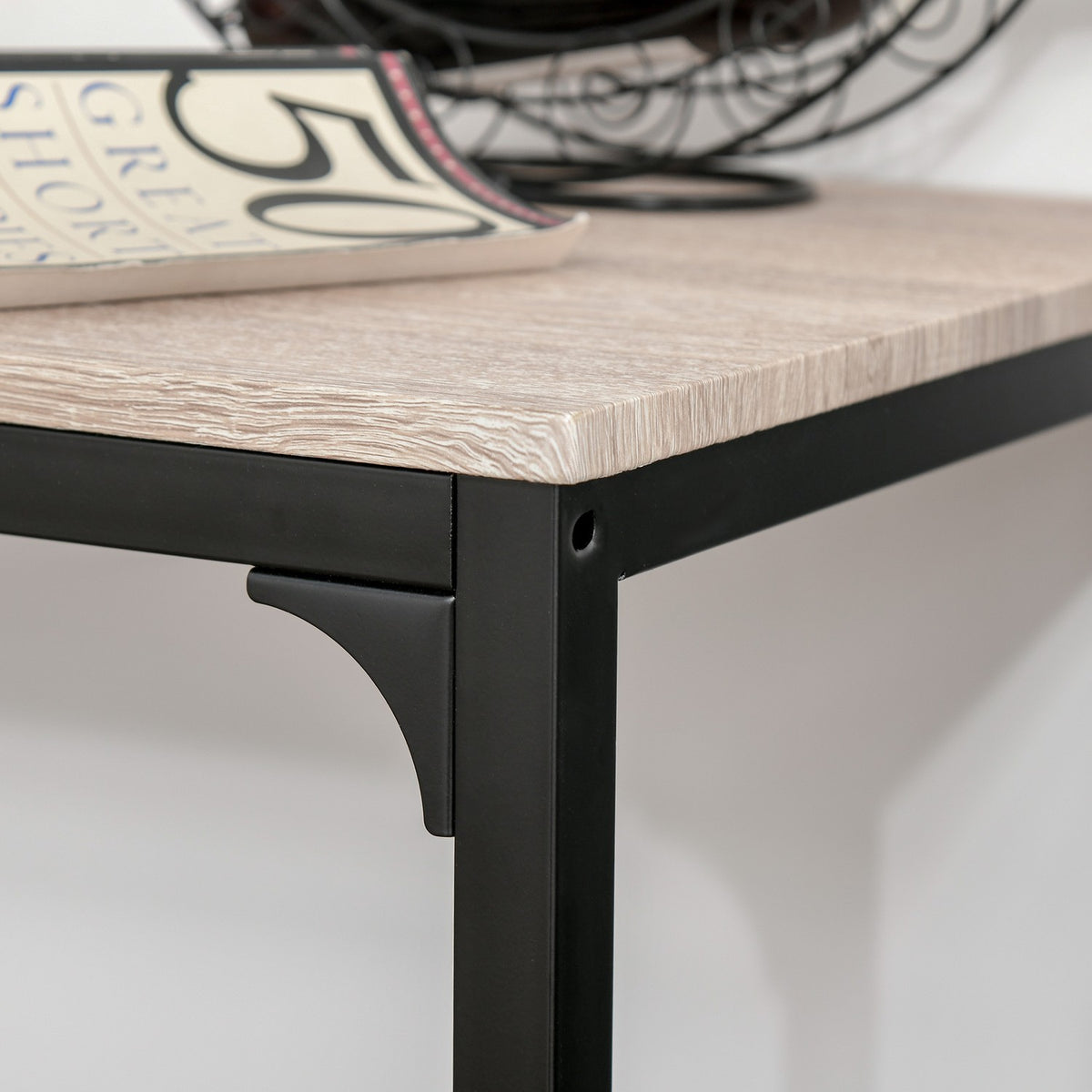 Bar Table With 2 Chairs 3-Piece Table Set, Bar Chair, Mdf, Natural, Black, 89X45X87Cm