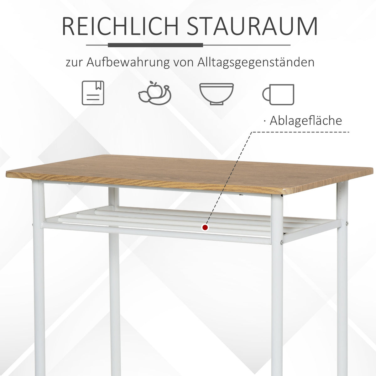 Bar Table With Chair Set Kitchen Table And Chairs With Non-Slip Doormat, Bar Table & Bar Stool With Storage Shelf, Mdf/Steel