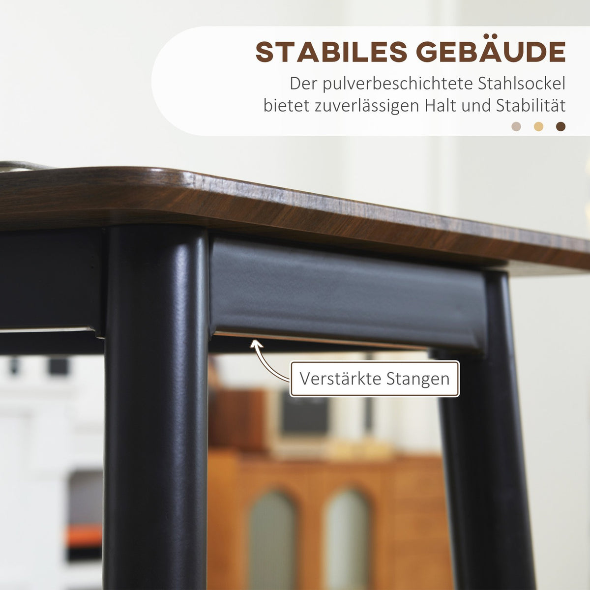 Bar Table With Robust Metal Frame, Bar Counter In Industrial Design, For Kitchen/Dining Room, Walnut, 118X58X108Cm