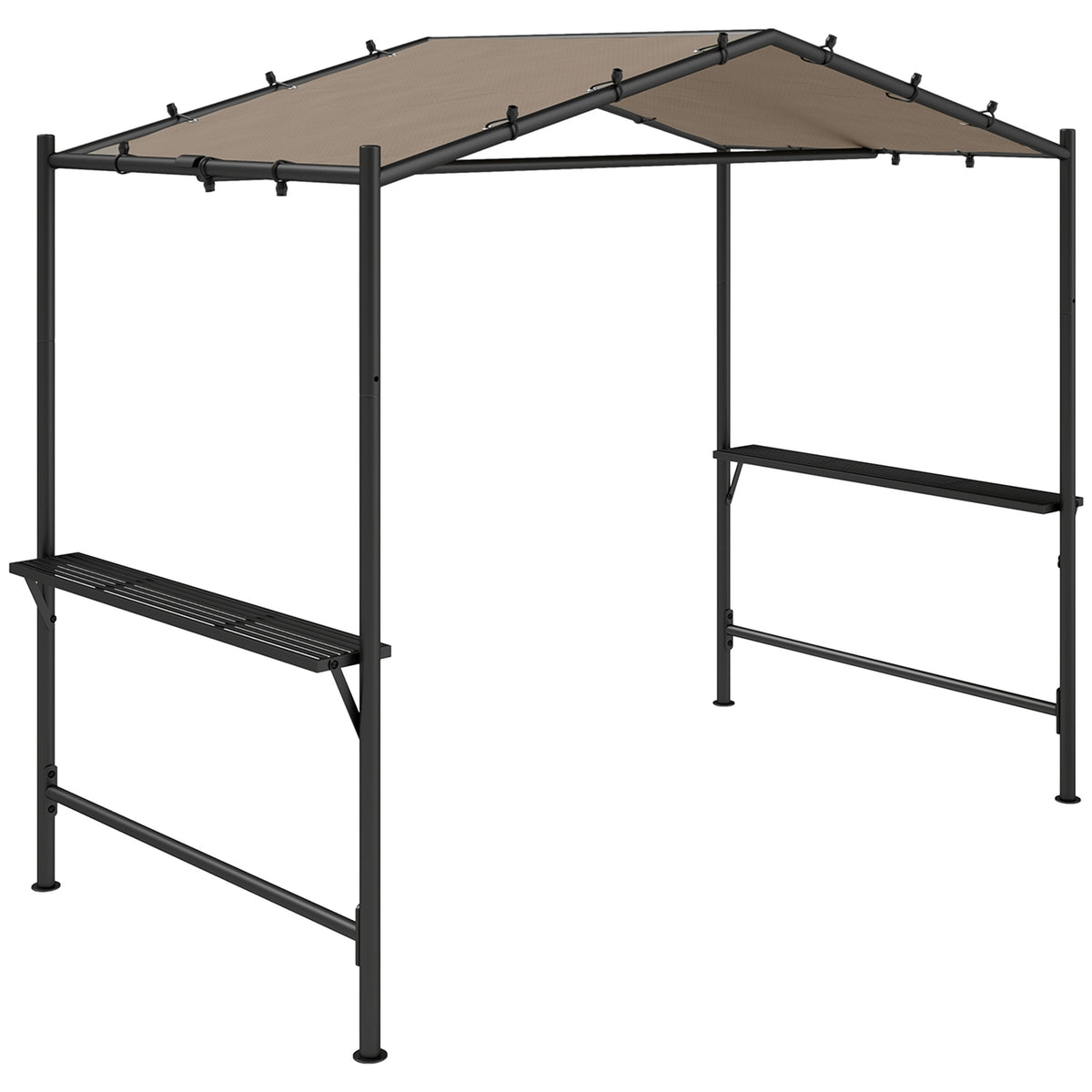 Barbecue Gazebo 277 x 149 x 230 cm Waterproof Flame Retardant Garden Gazebo with Side Shelves, Garden Gazebo with UV Protection, BBQ Pavilion Made of Steel, Garden Tent Grill Tent for Party BBQ, Khaki