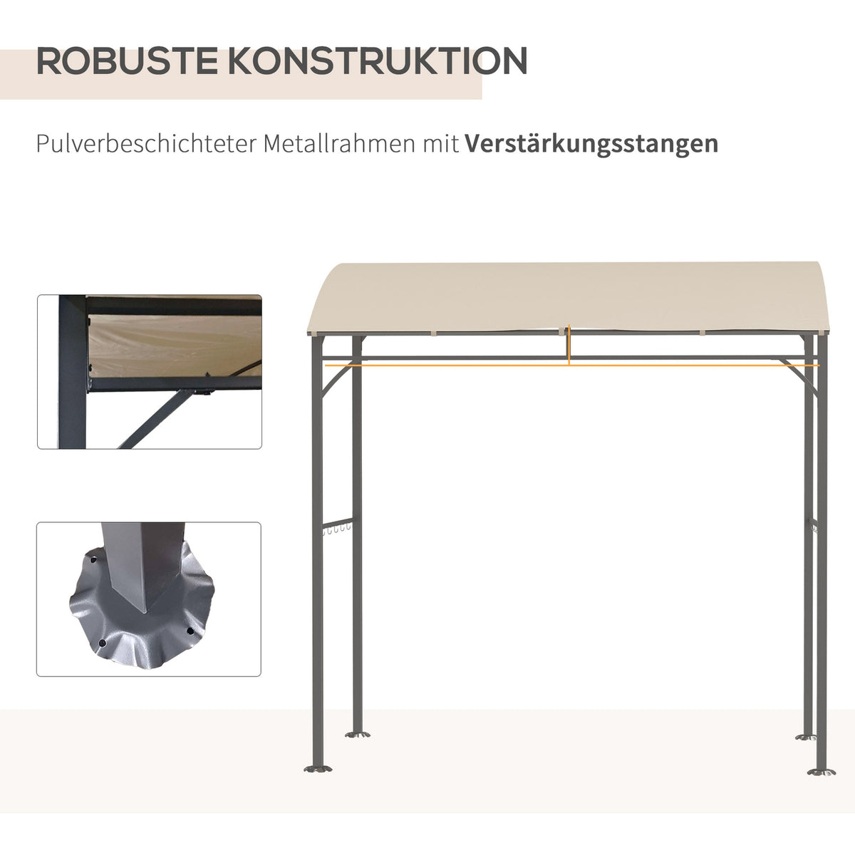 Barbecue Gazebo, Barbecue Canopy, Rain Cover With Uv Resistant, Garden Gazebo With Hooks, Steel Frame, Polyester, Beige, 215 X 150 X 220 Cm