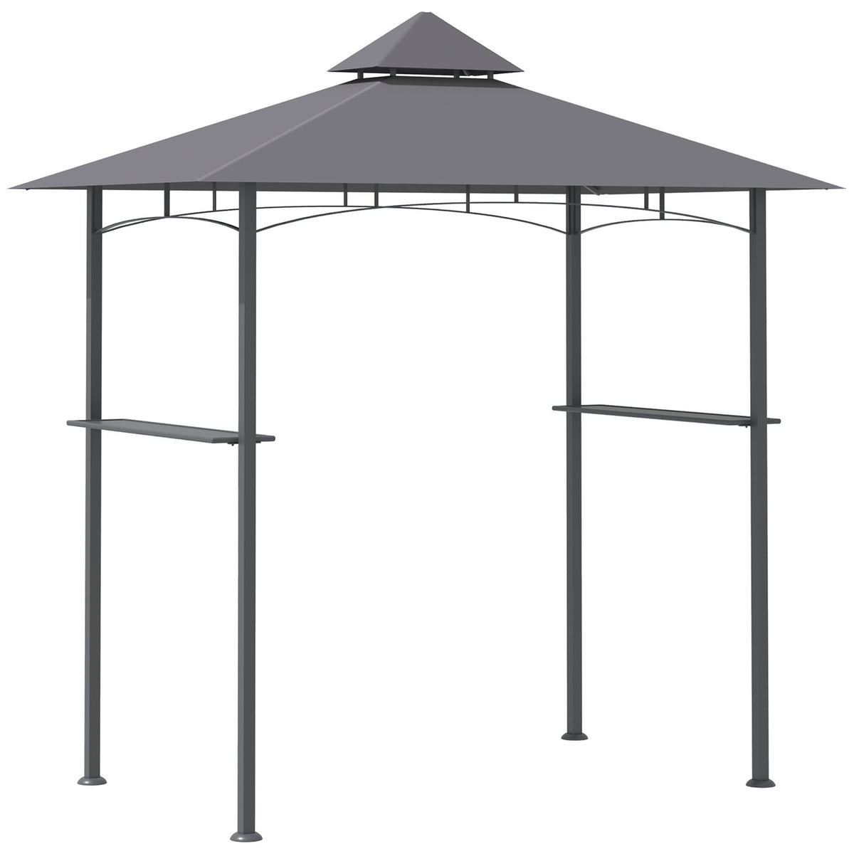 Barbecue Gazebo Robust Garden Tent With Flame-Retardant Double Roof, Ideal For Balcony, Grey, 245X148X252Cm