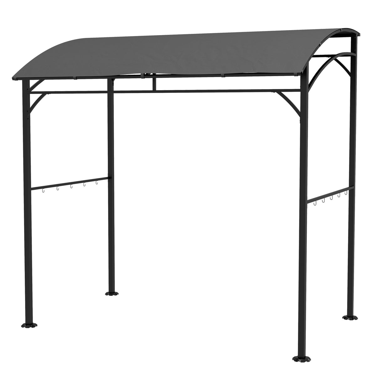 Barbecue pavilion 215 x 150 x 220 cm, water-repellent garden pavilion with curved roof, garden gazebo with hooks, BBQ pavilion, garden tent, barbecue tent, party tent for garden party, picnic, BBQ, dark gray