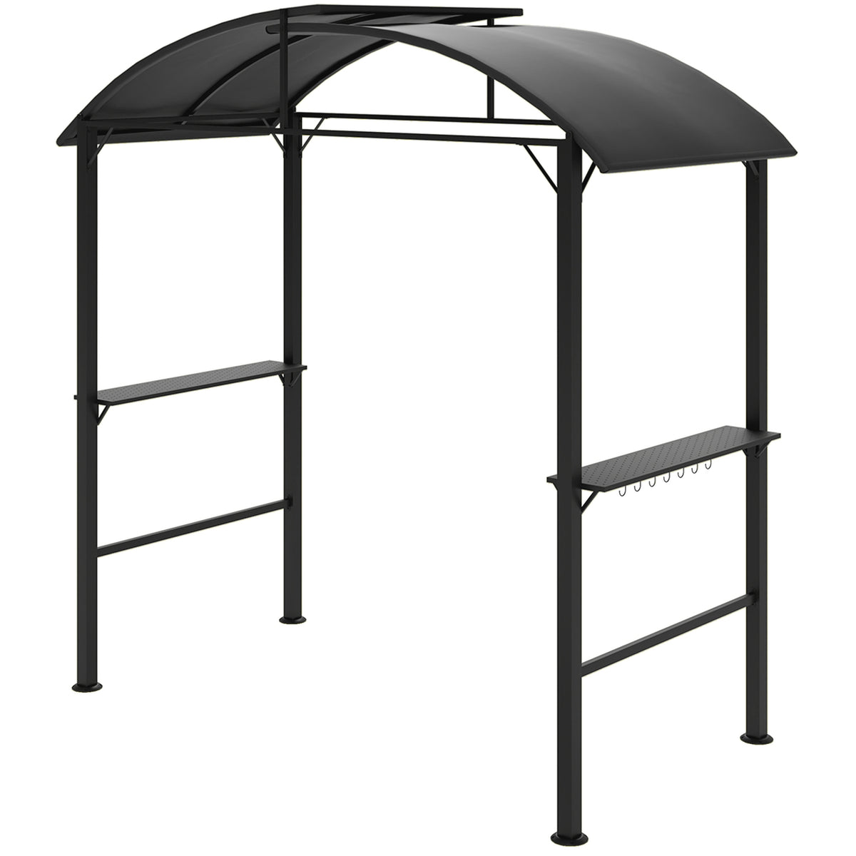 Barbecue pavilion 233 x 110 x 235 cm windproof garden pavilion with double roof, shelves, gazebo with UV protection, BBQ pavilion made of steel, garden tent grill tent for party BBQ, dark gray