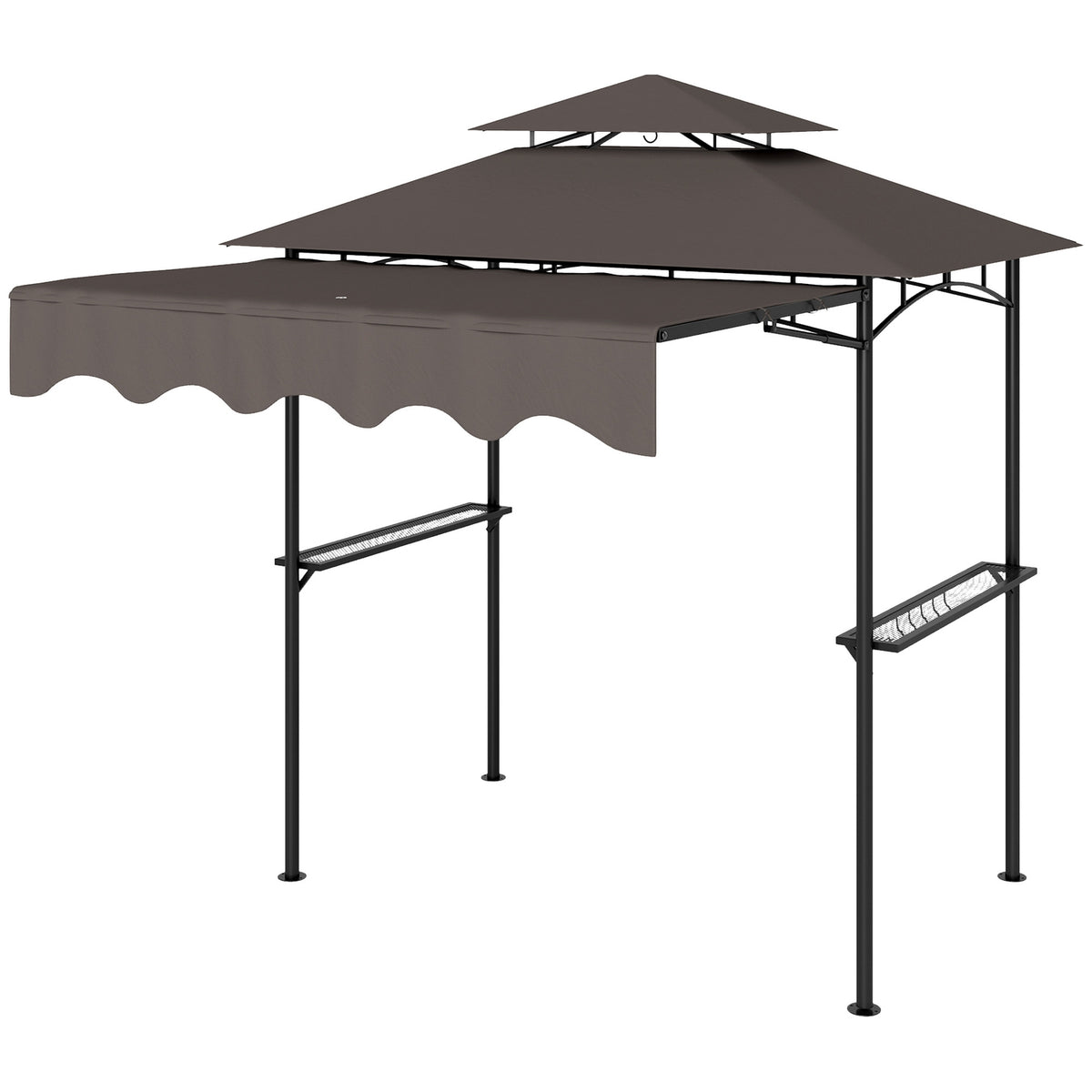 Barbecue pavilion 242x149x248 cm water-repellent flame-retardant garden pavilion with double-layer roof side shelves, UV 30+ garden gazebos, BBQ pavilion, garden tent for garden picnic BBQ coffee