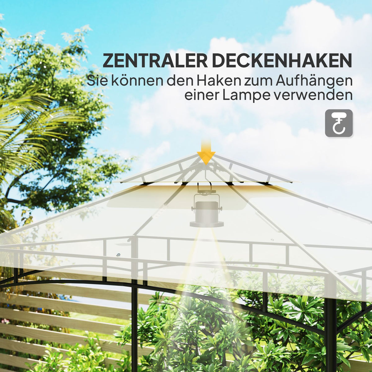 Barbecue pavilion with LED 240 x 150 x 258 cm water-repellent flame-retardant garden pavilion with double-layer roof, side shelves, gazebo with UV protection, BBQ pavilion for party BBQ beige