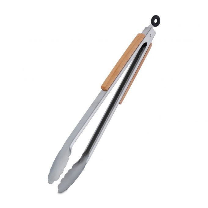 Barbecue tongs in stainless steel with wooden handle