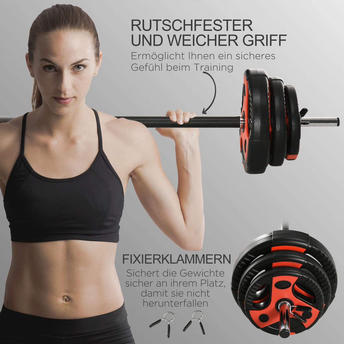 Barbell Set 20 Kg, Adjustable Dumbbell Set With Non-Slip Handle, Including 6 Weight Plates, Floor-Friendly Weight Lifting For Exercise Bikes