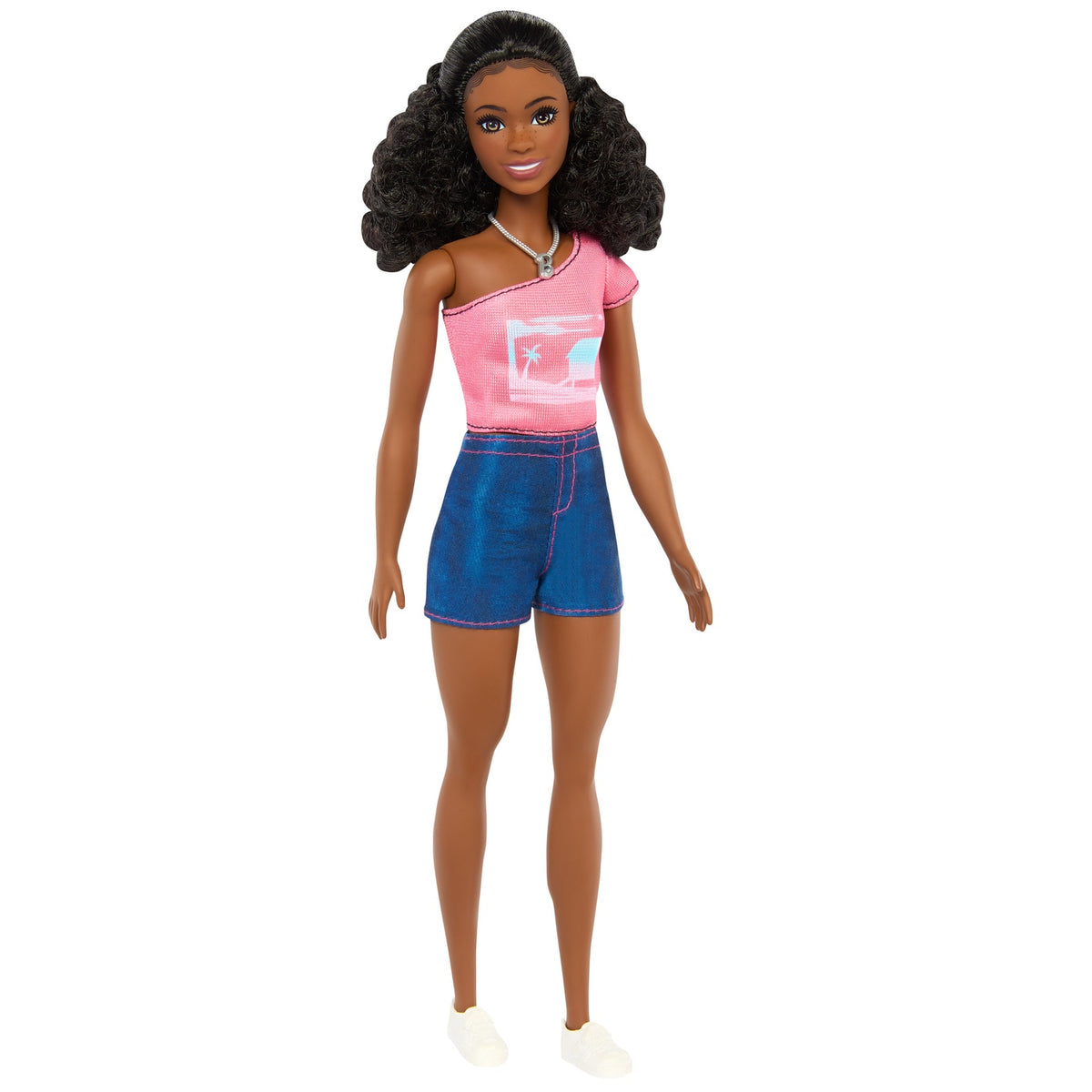 Barbie Brooklyn Doll, Coral T-Shirt & Jean Shorts Set