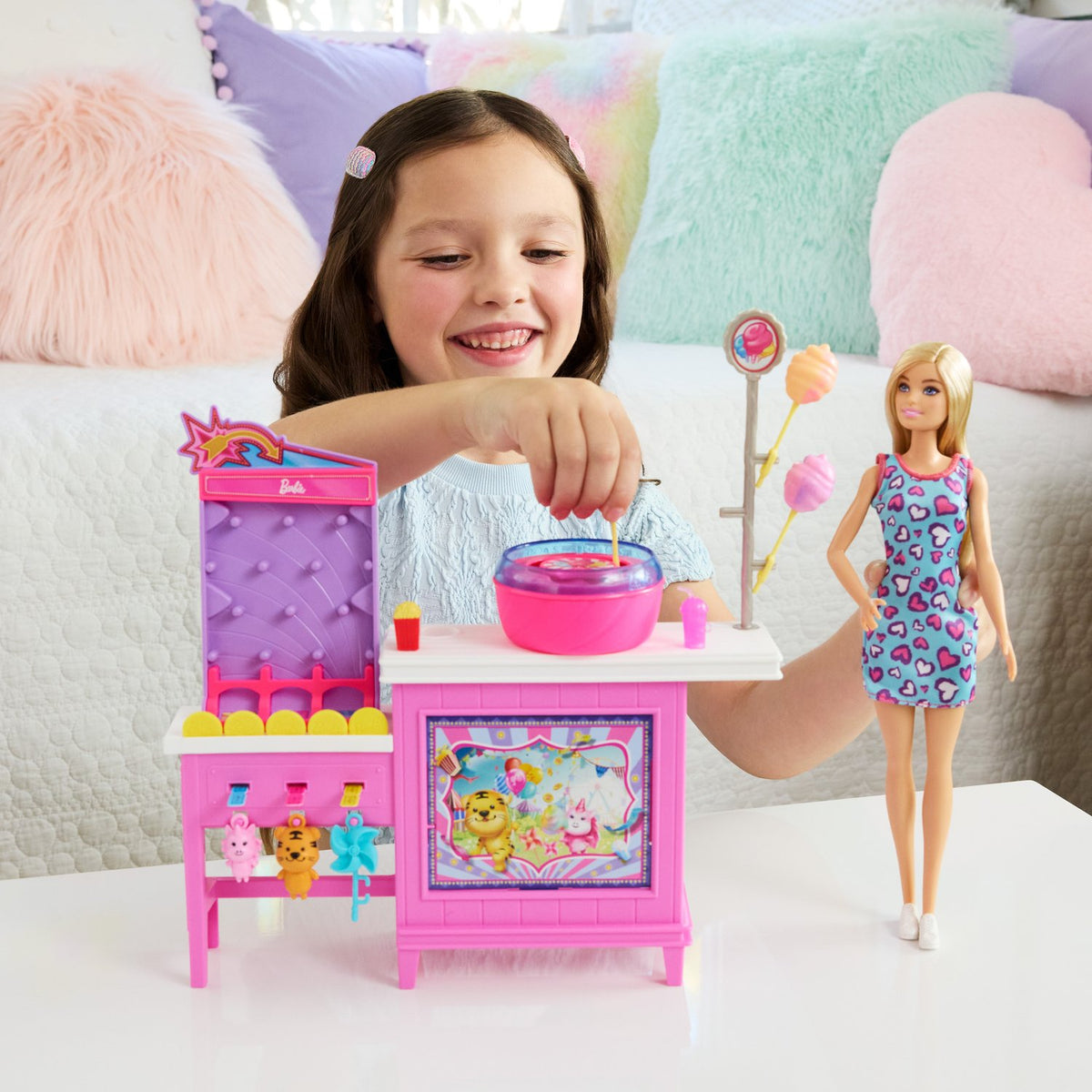 Barbie Cotton Candy Stand Playset with Doll & Accessories