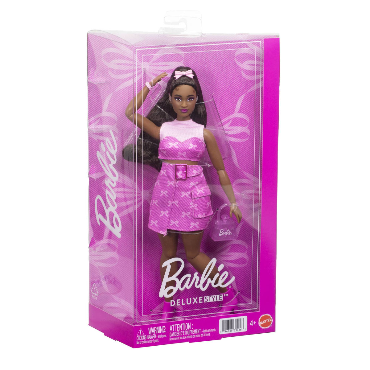 Barbie Deluxe Doll with Bright Pink Skirt, Curvy Style