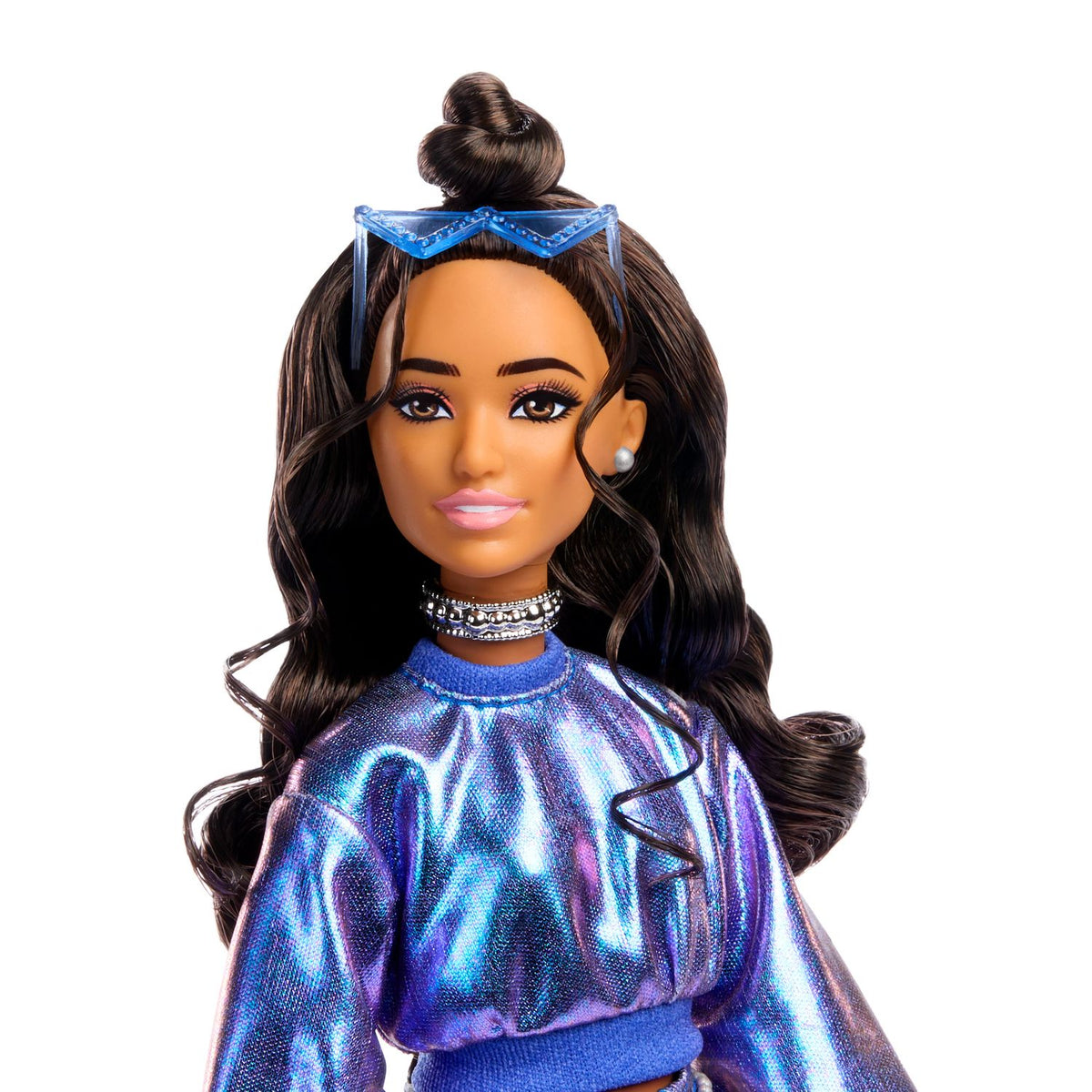Barbie Doll with Blue Glitter Sweater & Skirt Set