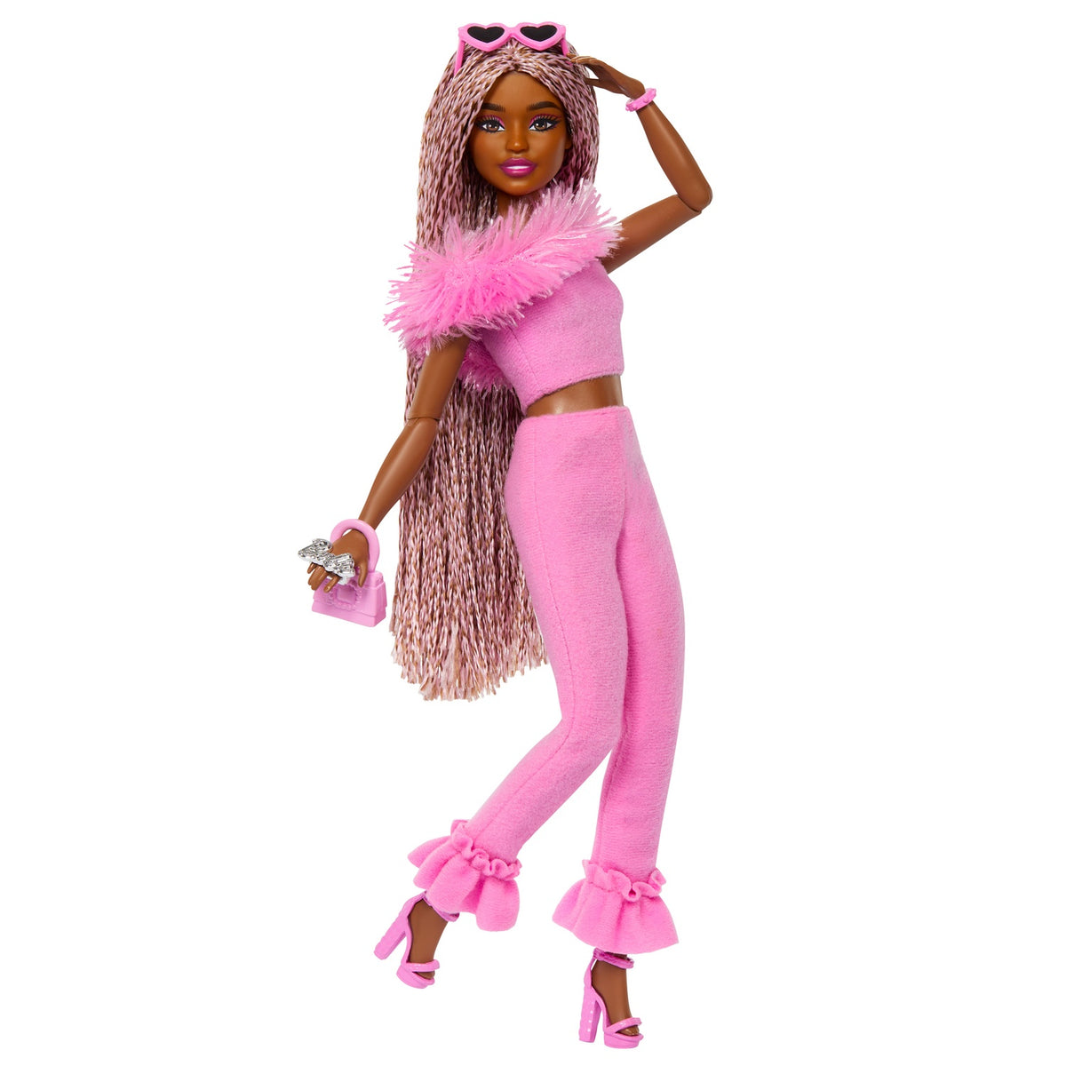 Barbie Doll with Braided Pink Hair and Accessories