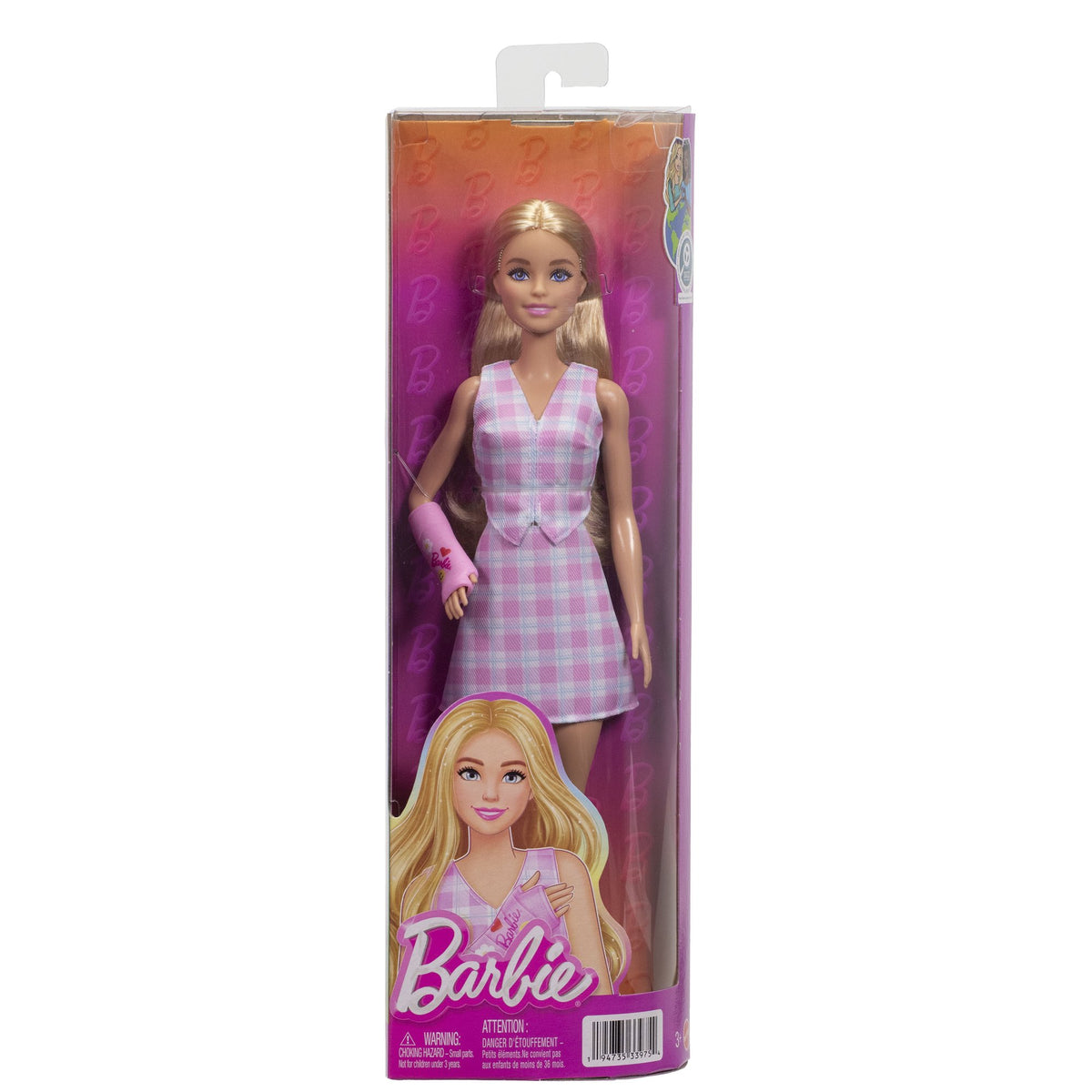 Barbie Fashionista Doll with Pink Checkered Outfit & Cast