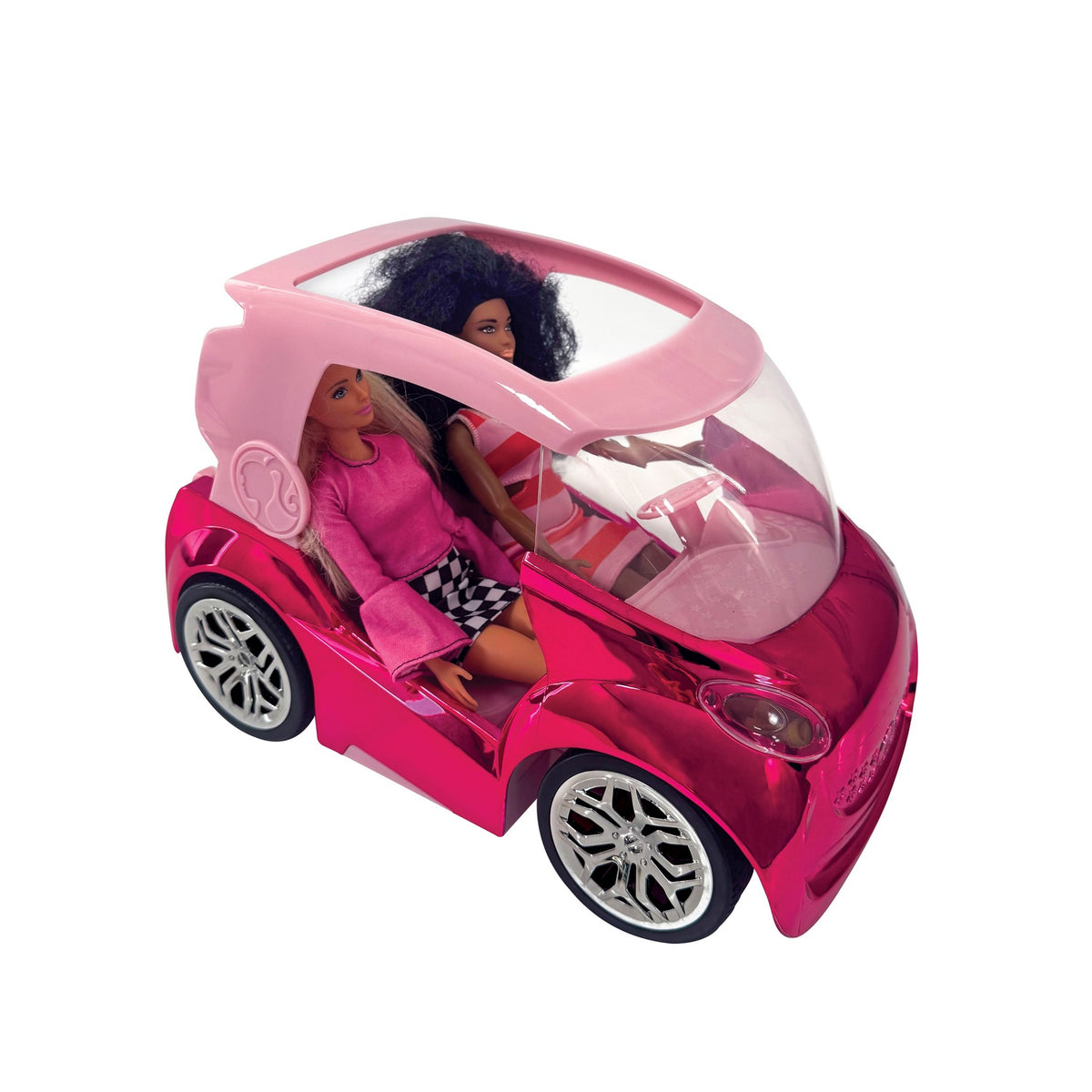 Barbie Pink RC City Car with Headlights, Fits 2 Dolls