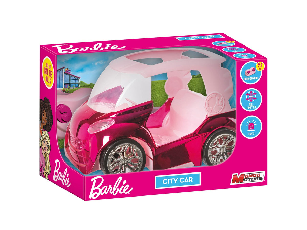 Barbie Pink RC City Car with Headlights, Fits 2 Dolls