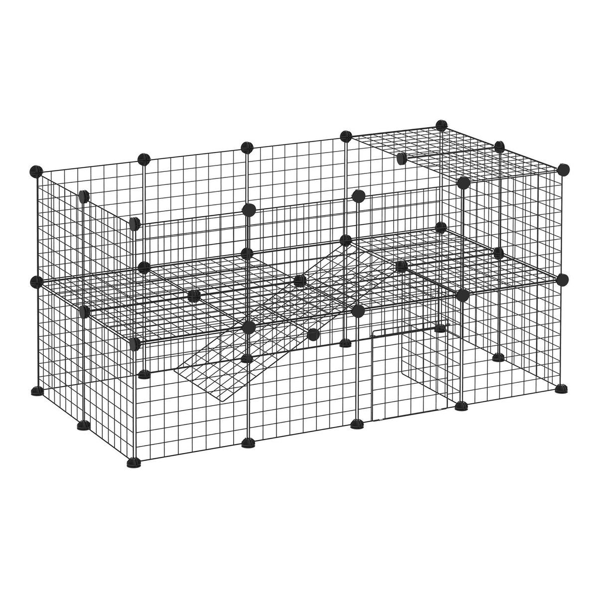 Barrier Diy Playpen For Small Animals, Puppy Playpen, 36 Panels, Black, 146X73X73Cm
