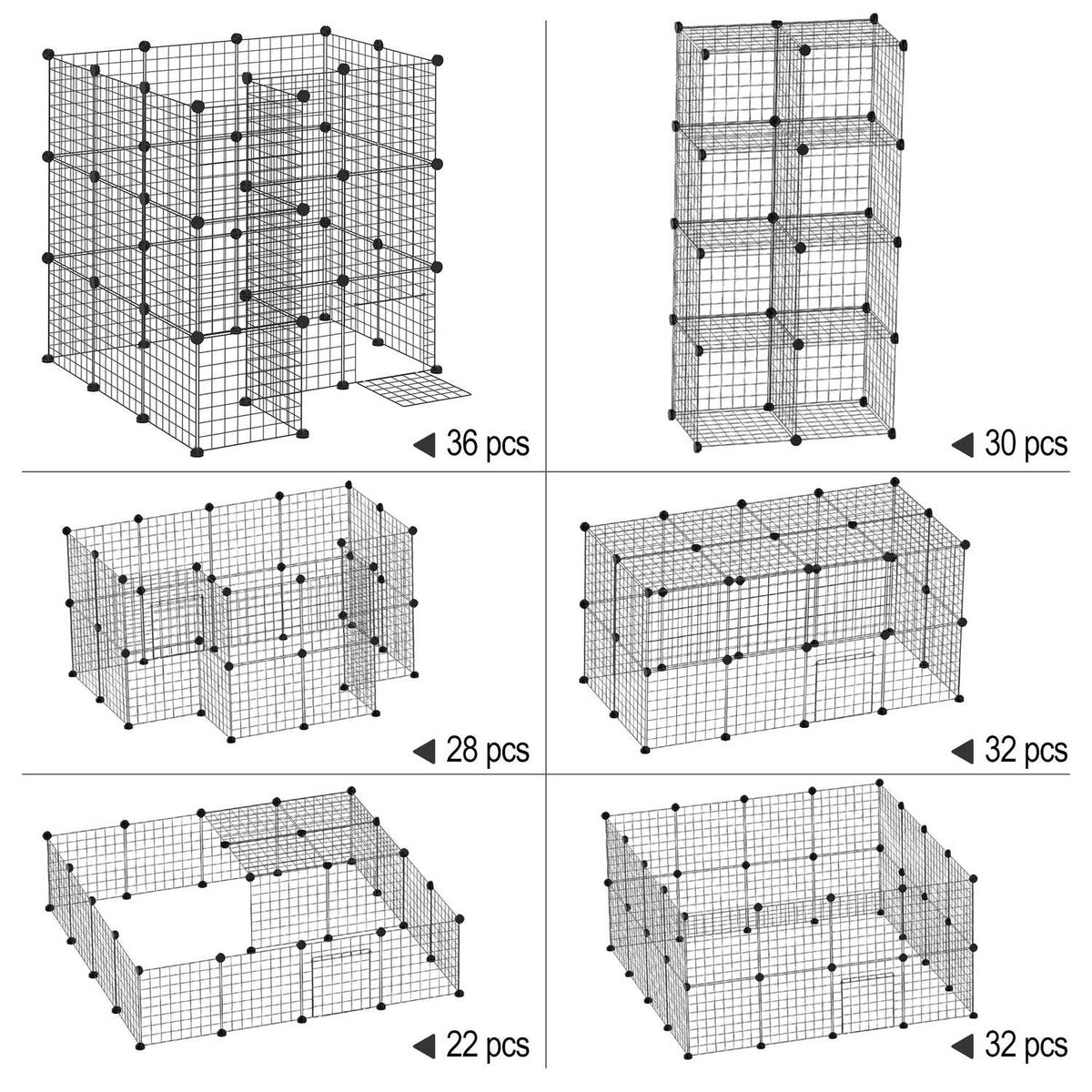 Barrier Diy Playpen For Small Animals, Puppy Playpen, 36 Panels, Black, 146X73X73Cm