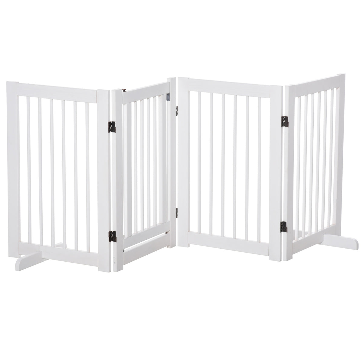 Barrier For Dogs Freestanding Wooden Dog Gate With Door, Foldable, 75Cm