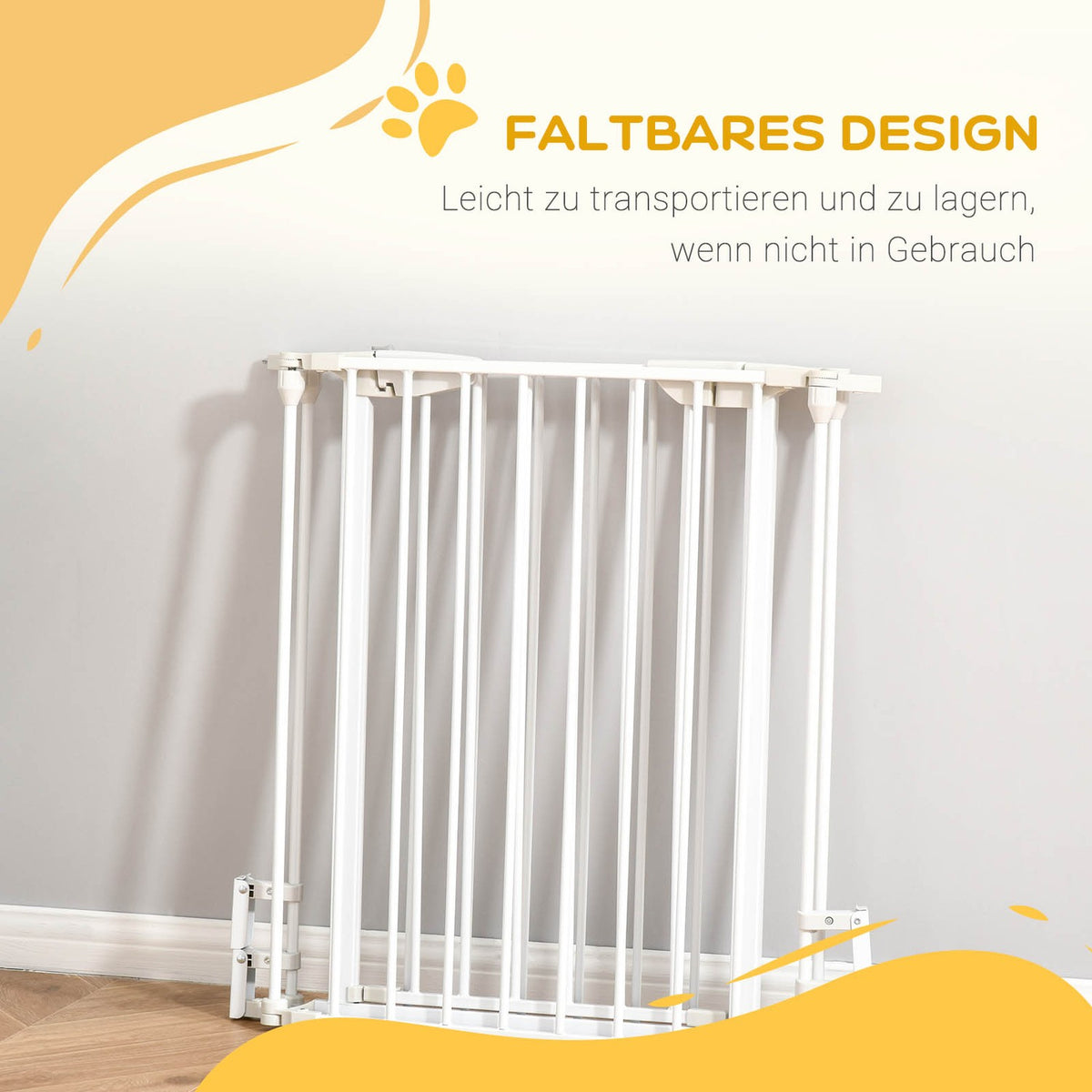 Barrier Gate For Dogs, Protective Gate, Dog Gate, Door Guard, 3 Elements Including Safety Door, Metal, Plastic, White, 180 X 3 X 74.5 Cm