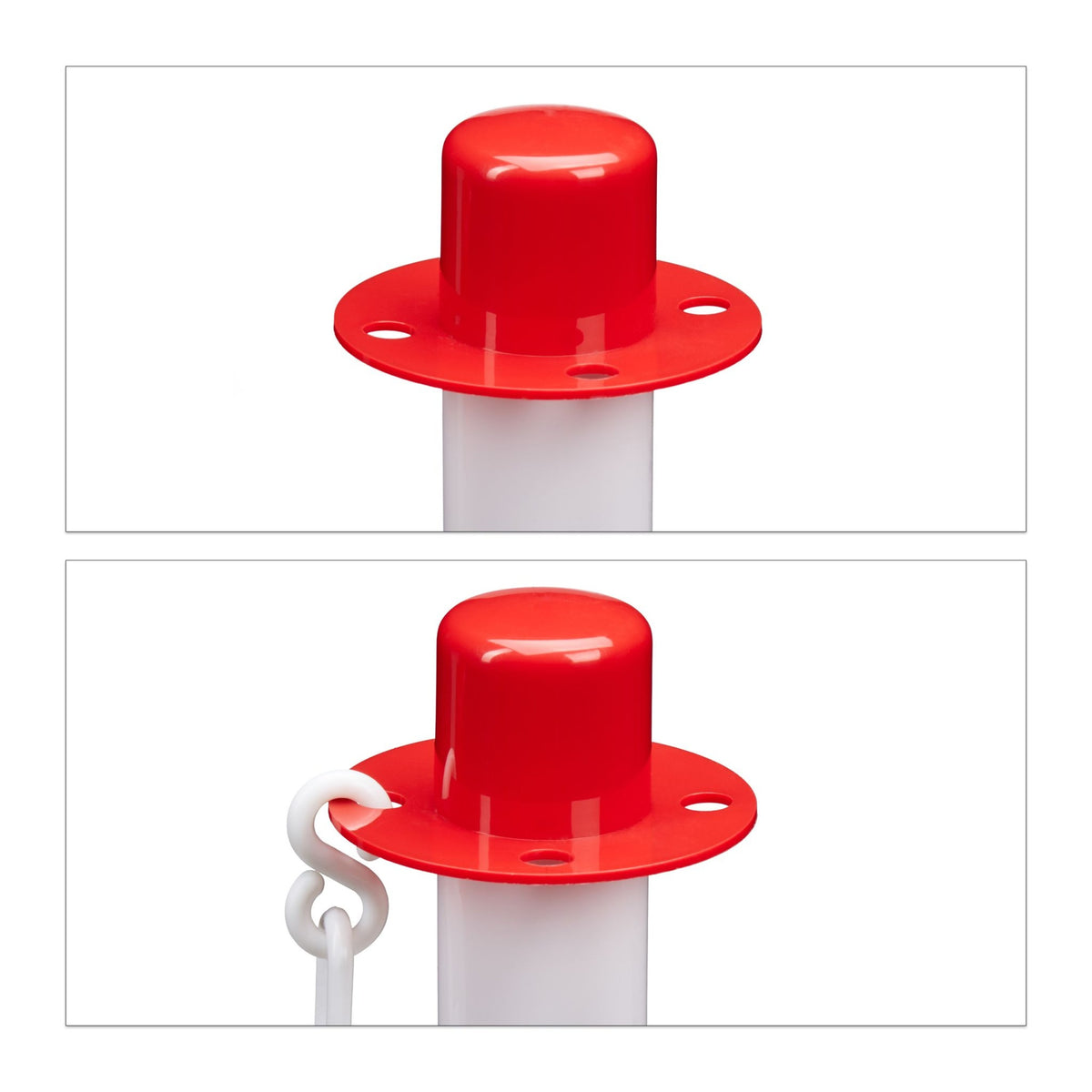 Barrier post made of plastic with chain