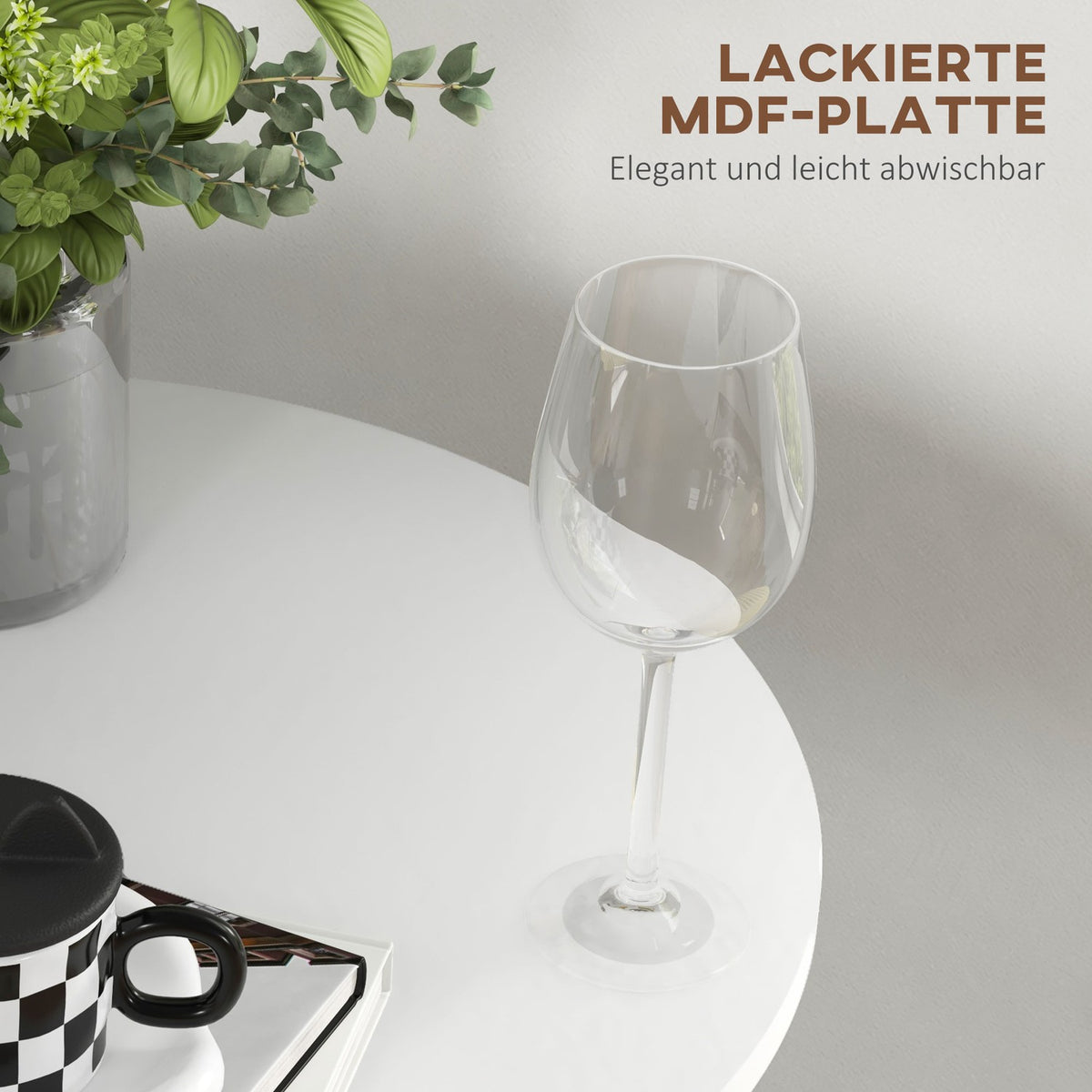 Bar table, bar table, dining table, round counter table, kitchen table for living room, dining room, steel, white, Ø60 x 102 cm