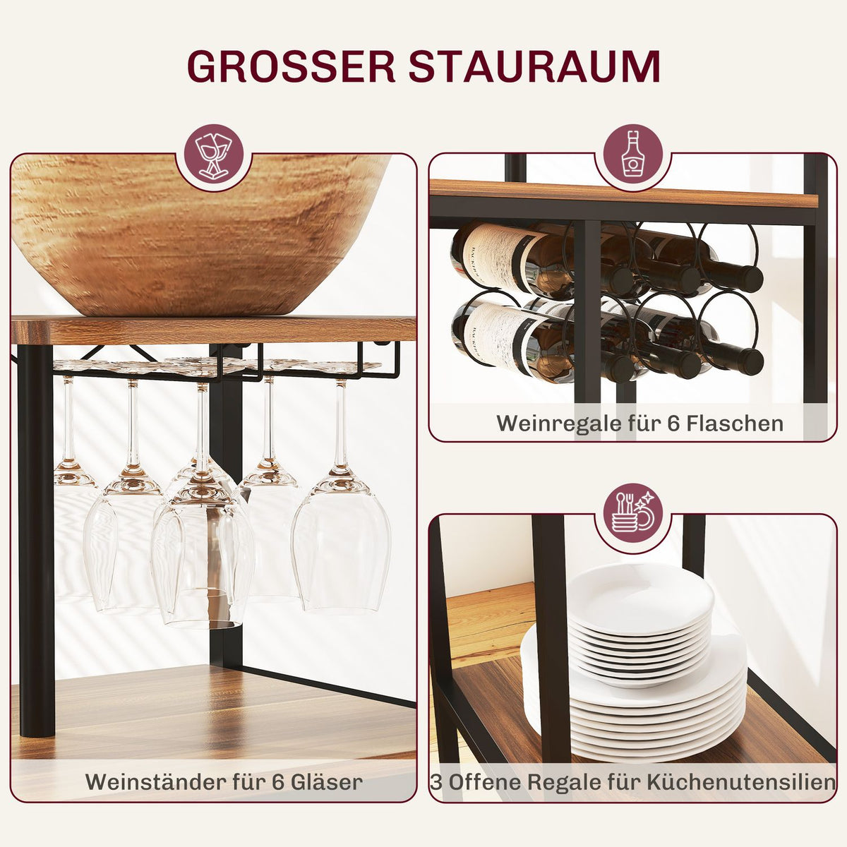 Bar table with bar stool set, 3 pieces. Bar table set with folding kitchen table, wine glass holder, wine rack, 2 bar chairs, steel frame, in modern, dining group for dining room, kitchen, brown |
