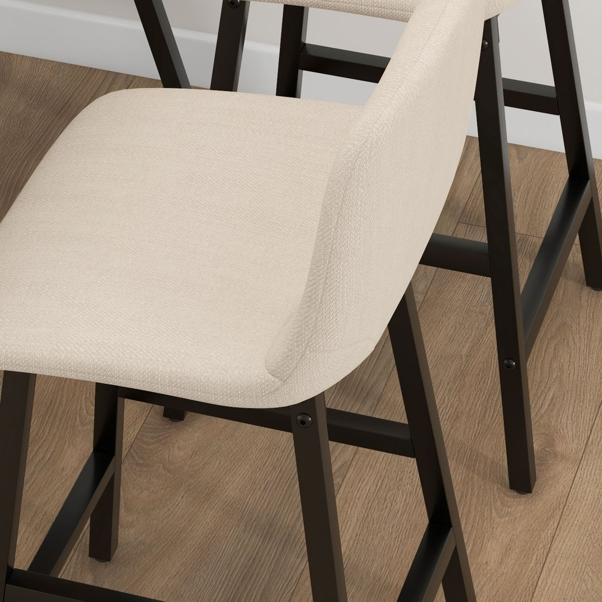 Bar table with bar stool set, 5-piece dining set, kitchen table, bistro table with 4 chairs, bar table set for kitchen, living room, steel, beige, 120 x 60 x 91 cm