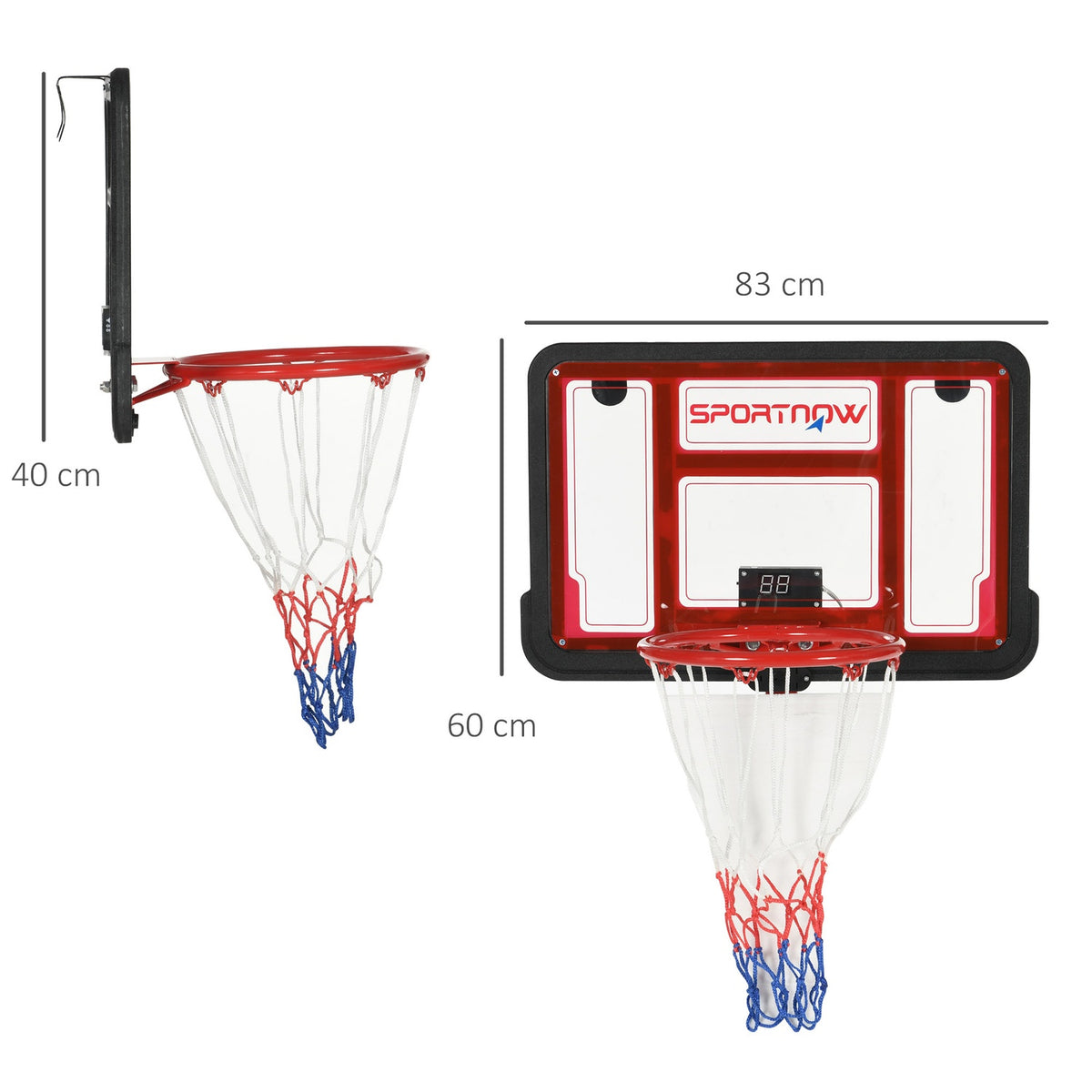 Basketball Hoop, Basketball Board With Basket, Electronic Scoreboard, Basketball Ring For Wall Mounting, Including Basketball, Ball Pump