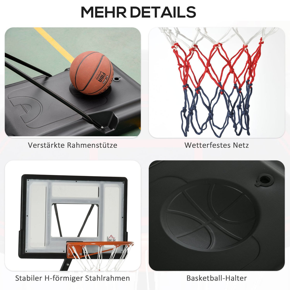 Basketball Hoop Rollable Height Adjustable 260-310Cm Stand