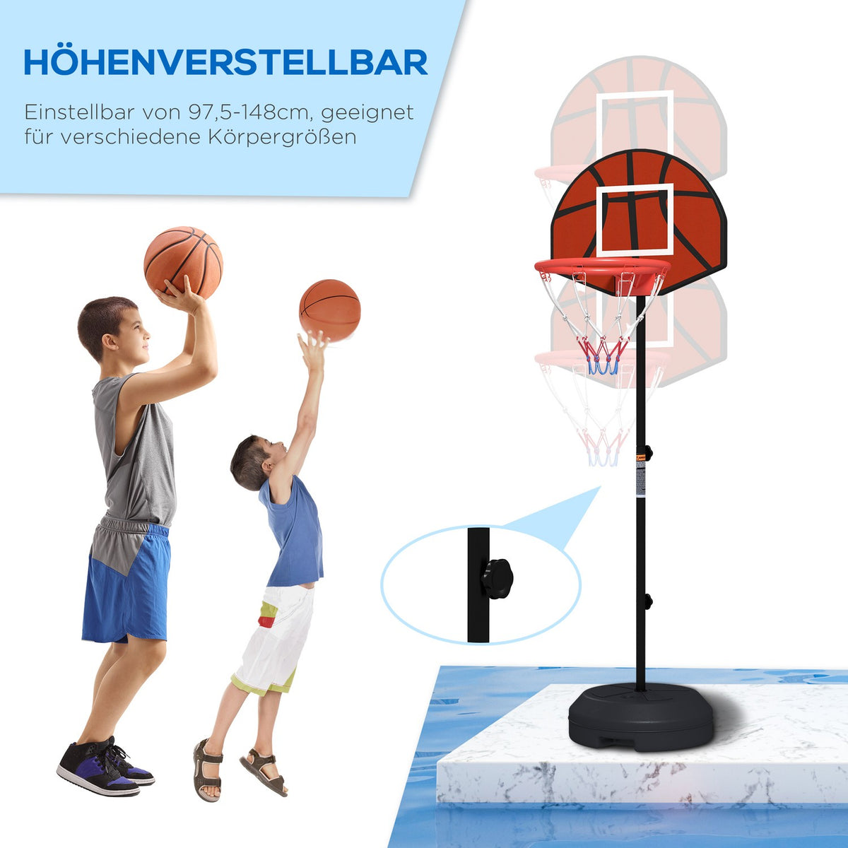Basketball Hoop Stand Height-Adjustable Basketball Stand Magnetic Dartboard 129-179Cm