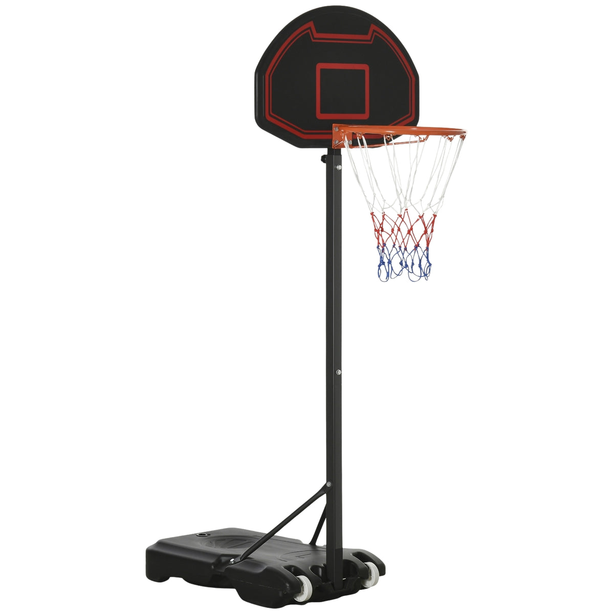 Basketball Hoop With Stand Outdoor Height-Adjustable Basketball Stand With Wheels 195-250 Cm Suitable For 8-14 Years