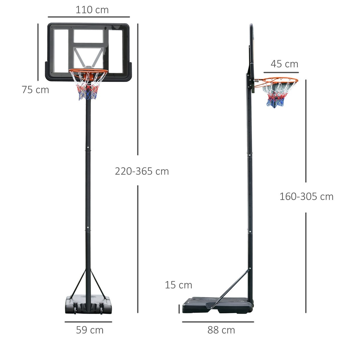 Basketball Stand Portable Freestanding Adjustable Basketball Stand With Two Wheels For Outdoor And Indoor Use
