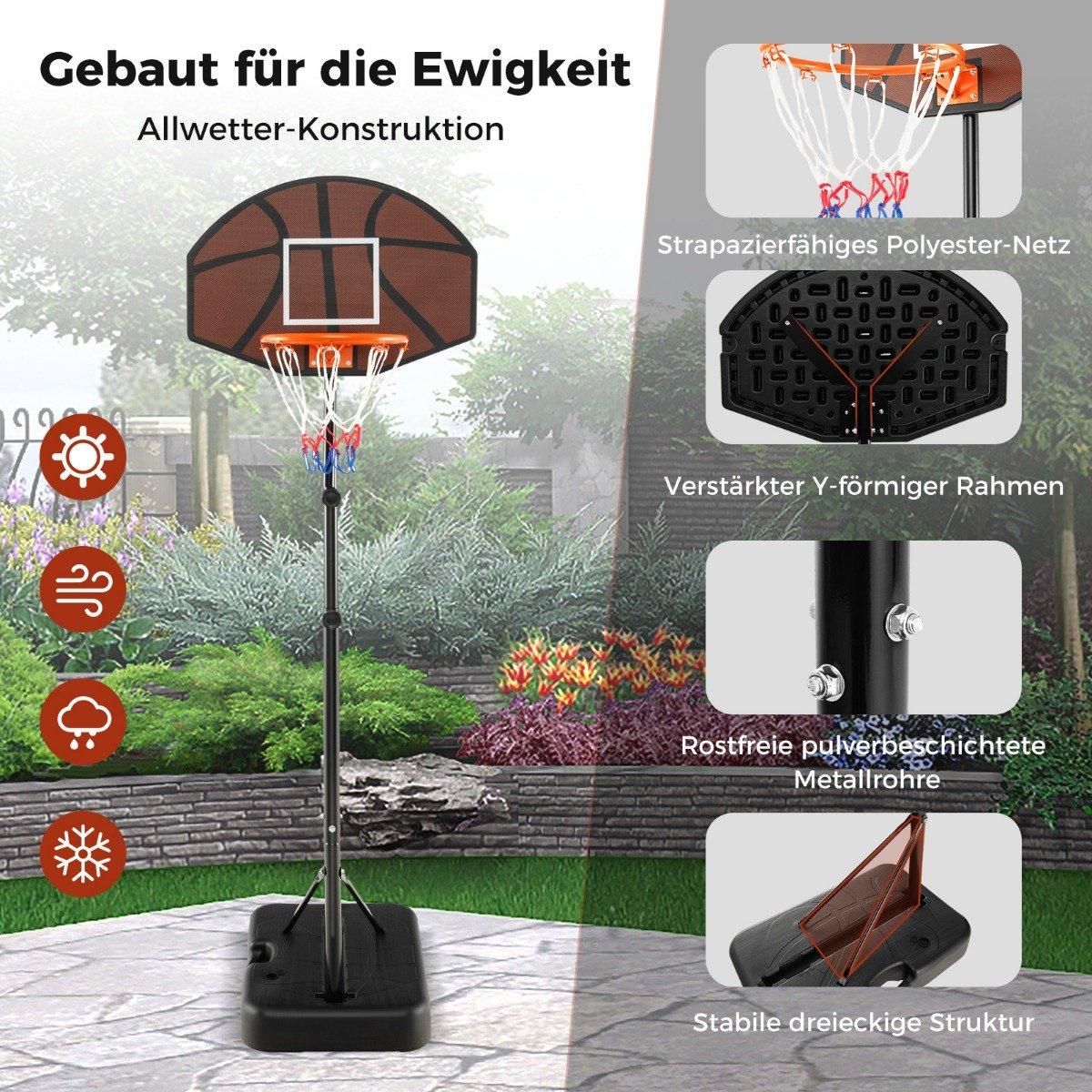 Basketball hoop outdoor basketball stand 172-200cm height adjustable basketball system black