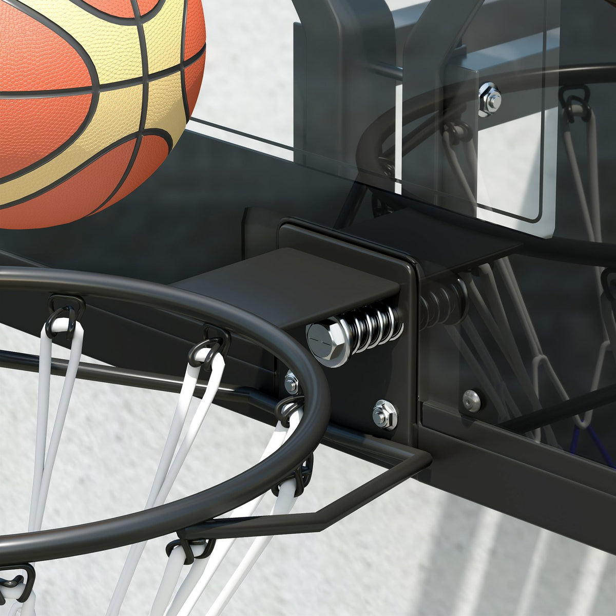 Basketball hoop with back wall for outdoor & indoor, basketball board with Ø45 cm steel hoop and net, wall mounting, basketball board for adults, black